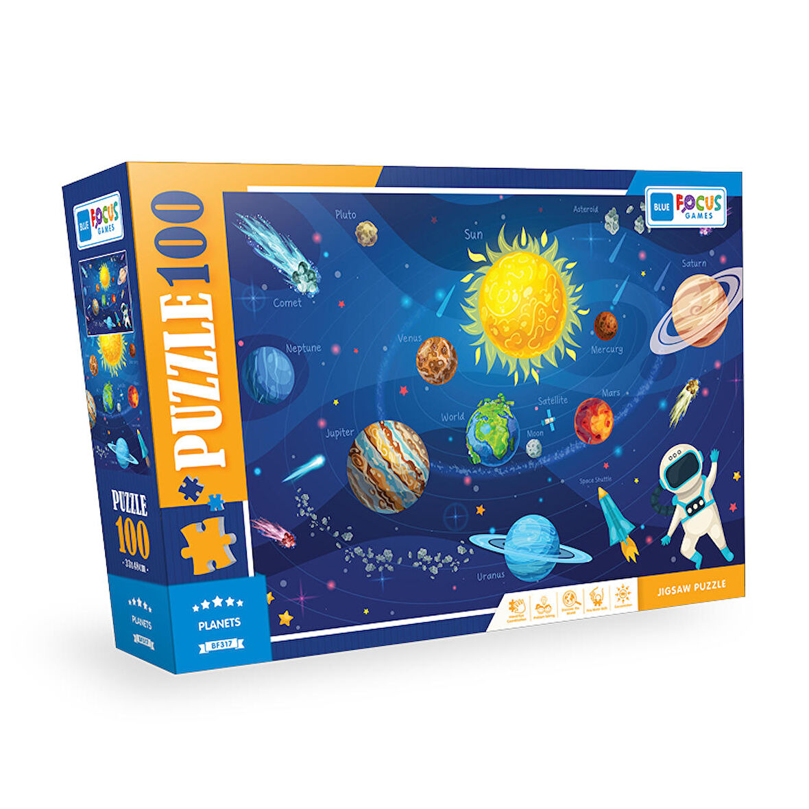 Blue Focus 100 Parça Puzzle Planets (Gezegenler)