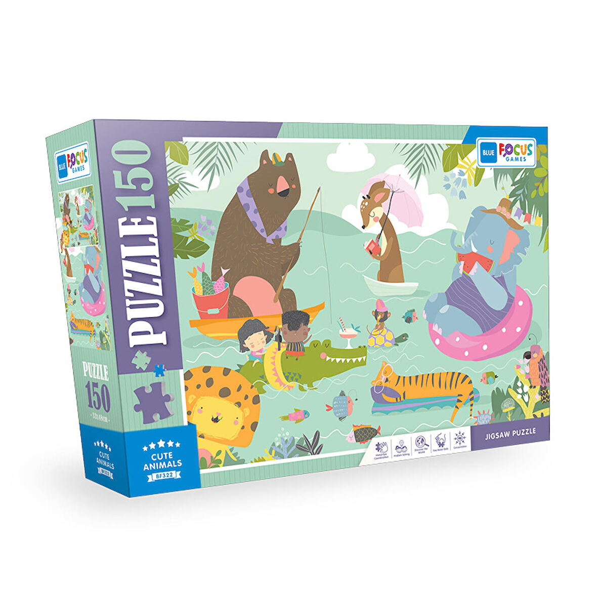 Blue Focus Cute Animals 6+ Yaş Orta Boy Puzzle 150 Parça