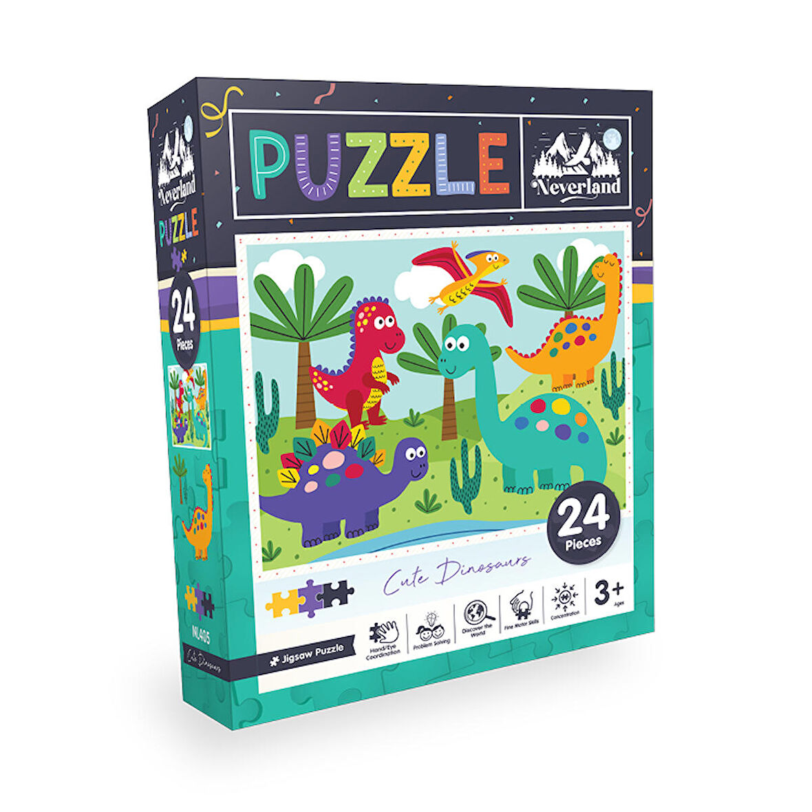 Neverland Sevimli Dinozorlar 2+ Yaş Büyük Boy Puzzle 24 Parça