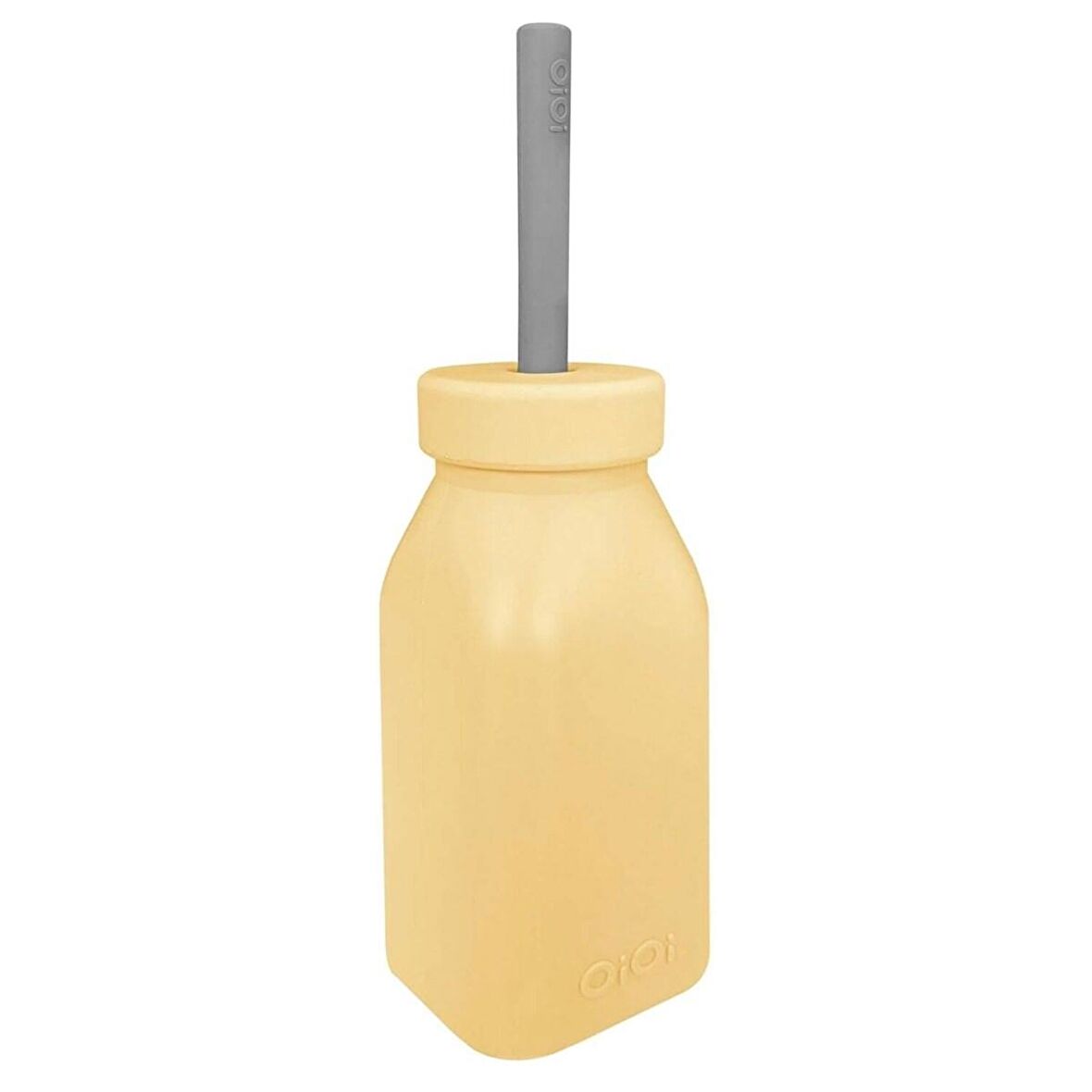 Oioi Silikon Şişe+Pipet Mellow Yellow/Powder Grey 1240003