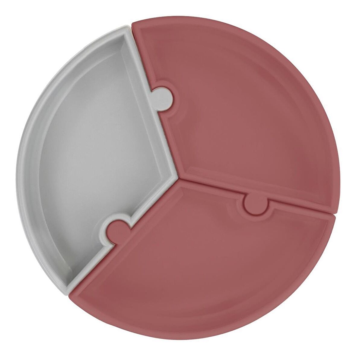 Oioi Puzzle Vakum Tabanlı Silikon Tabak Velvet Rose/Powder Grey 1050060