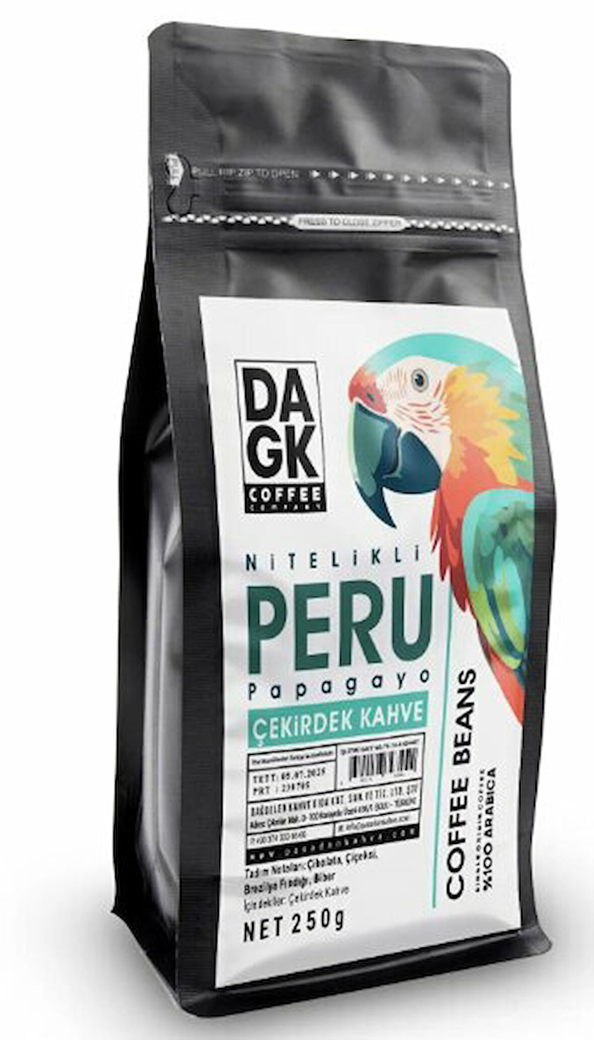 DAGK PERU PAPAGAYO ÇEKİRDEK KAHVE 250GR