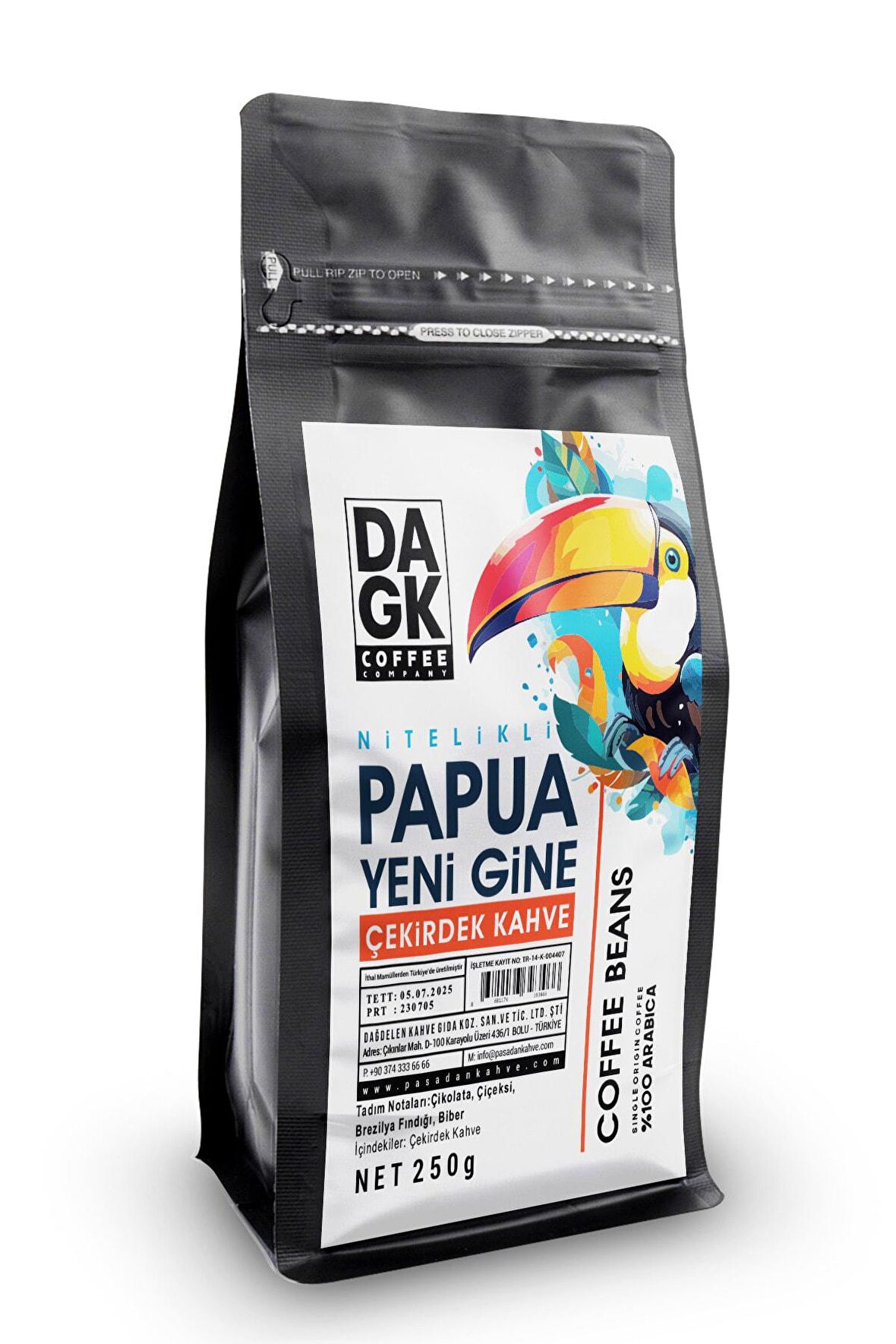 Papua Yeni Gine Çekirdek Kahve 250g (%100 Arabica)