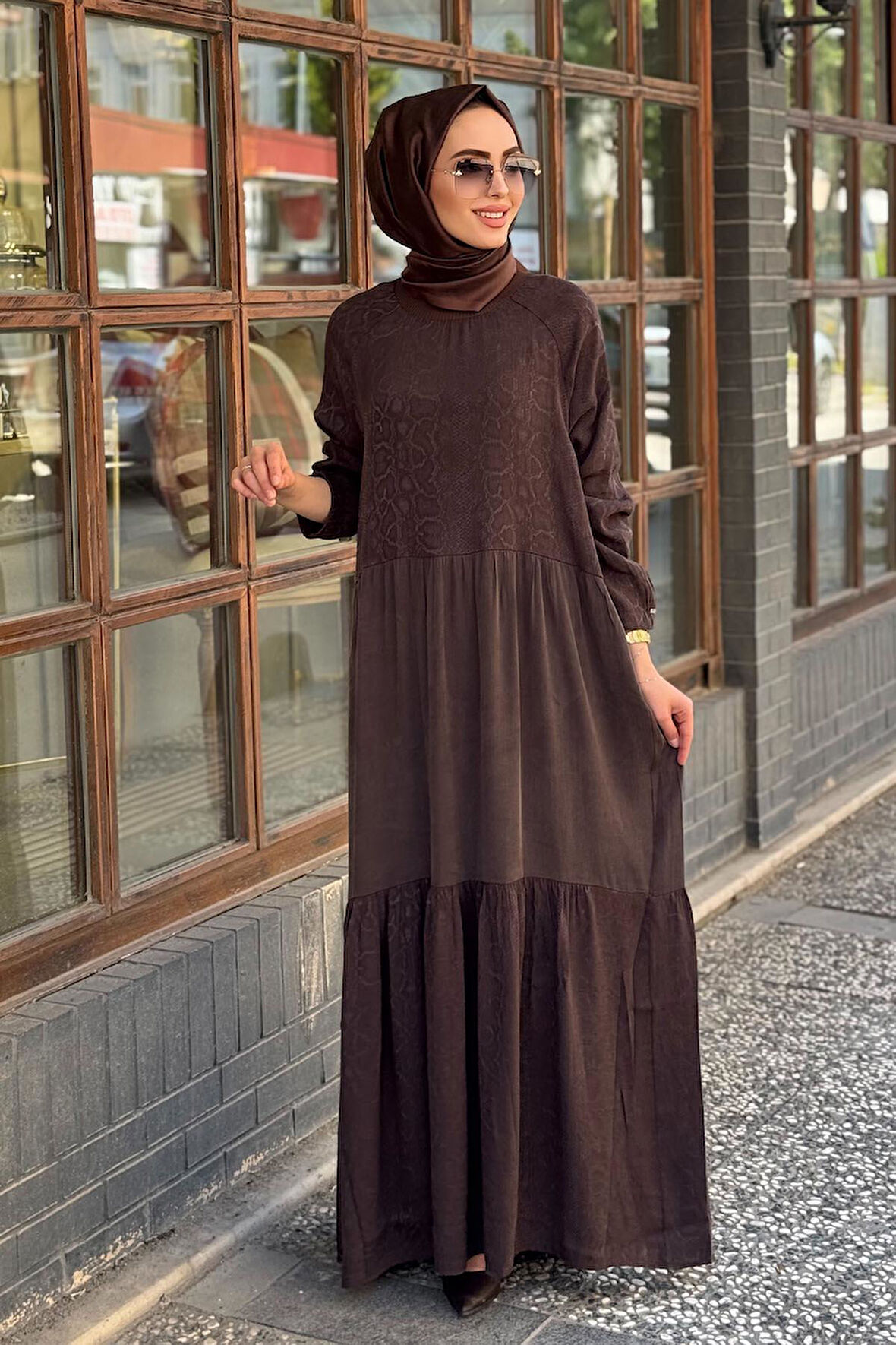 İNVEE Elbise 7033 Kahve
