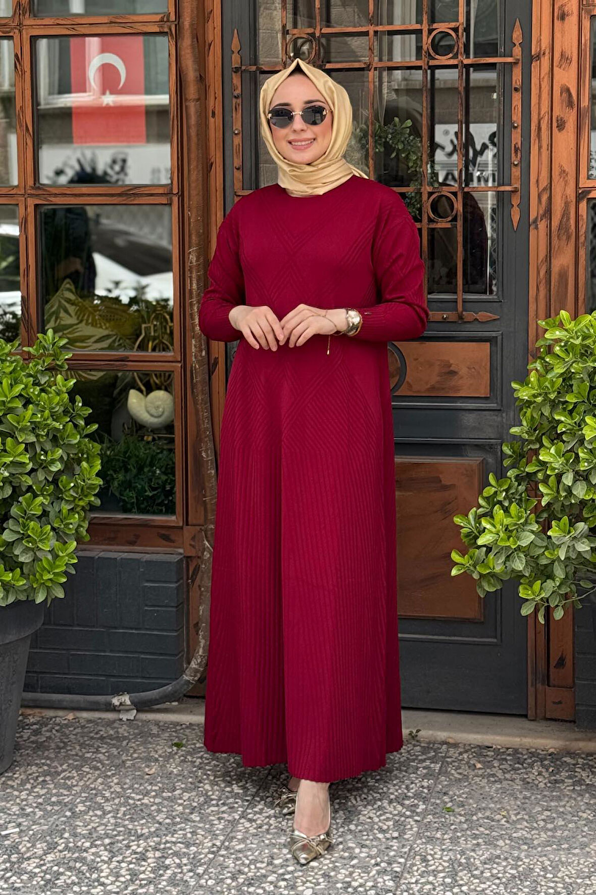 İNVEE Elbise 7002A Bordo
