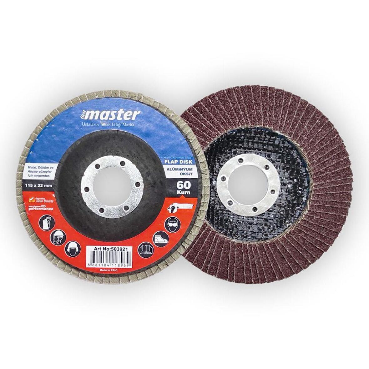 Master Flap Disk Zımpara 10lu Paket 115mm 60 Kum, AO