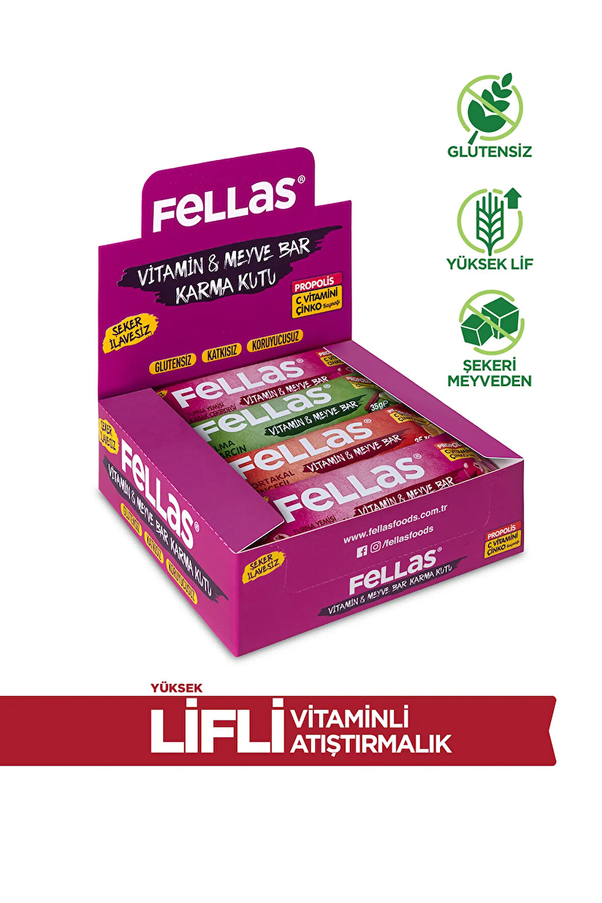 Vitamin & Meyve Bar Karma Kutu 12 Adet (3 Çeşit)