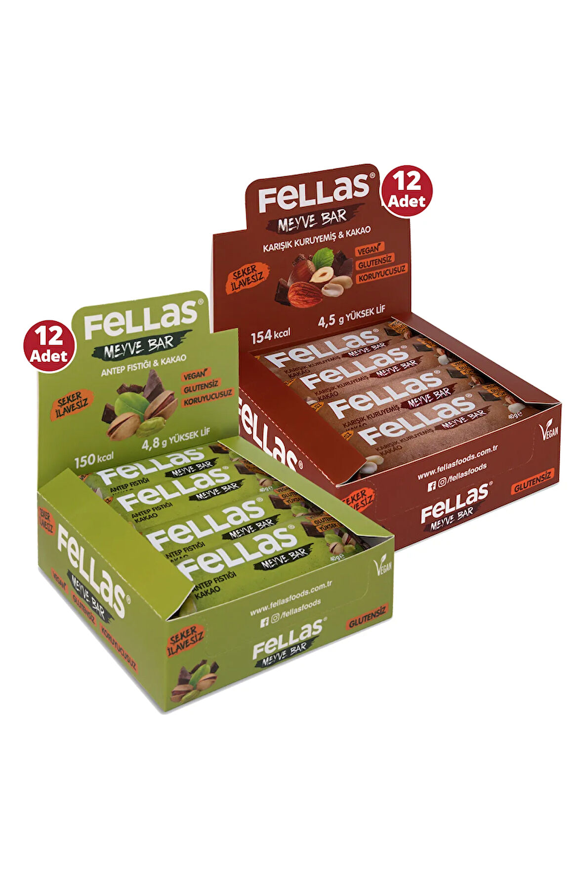 Meyve Bar 40 G Süper Ikili Kutu 24 Adet - Antep Fıstıklı X 12 Adet + Karışık Kuruyemişli X 12 Adet