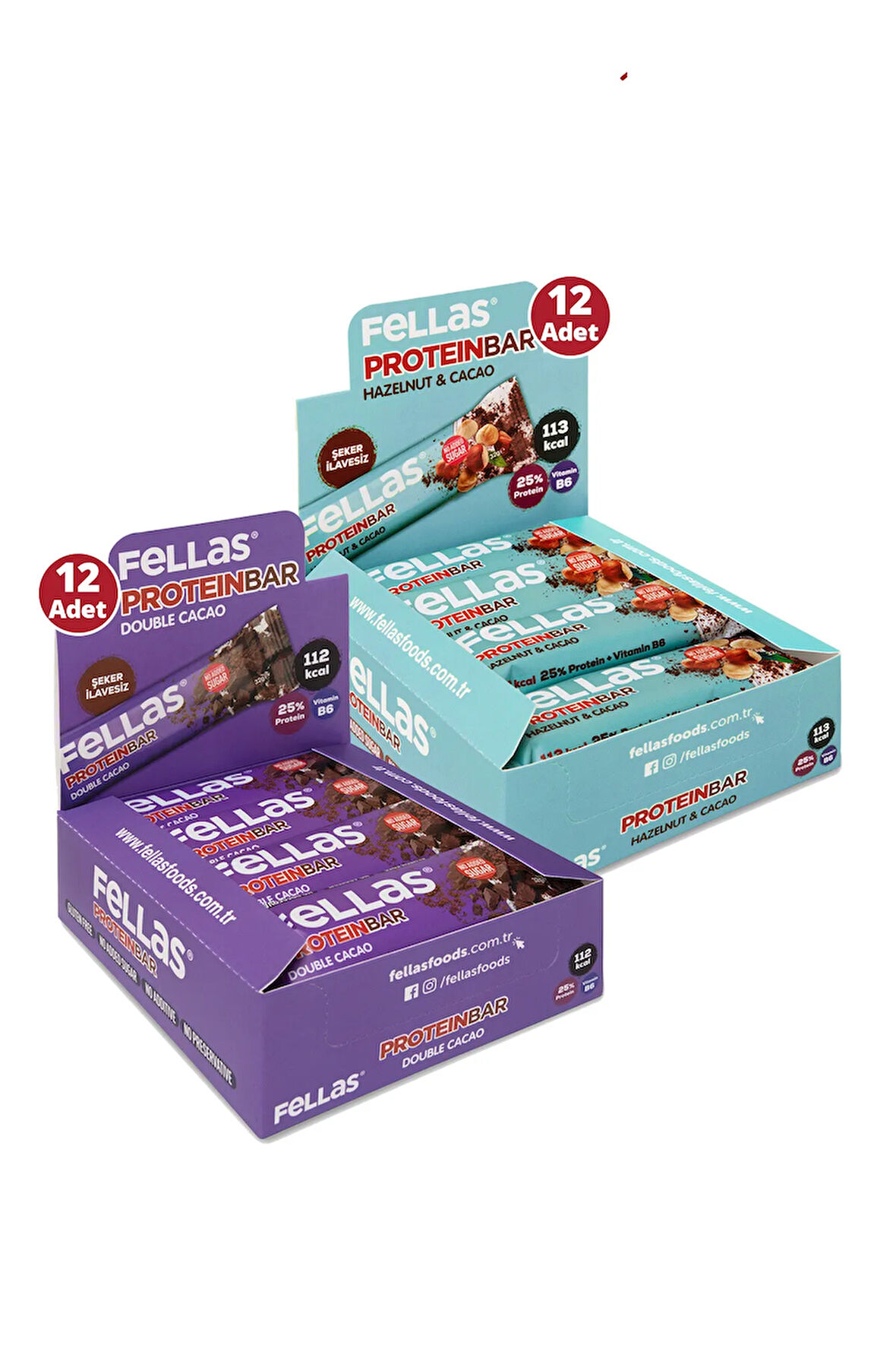 Protein Bar 32 G Süper Ikili Kutu 24 Adet - Duble Kakaolu X 12 Adet + Fındıklı X 12 Adet