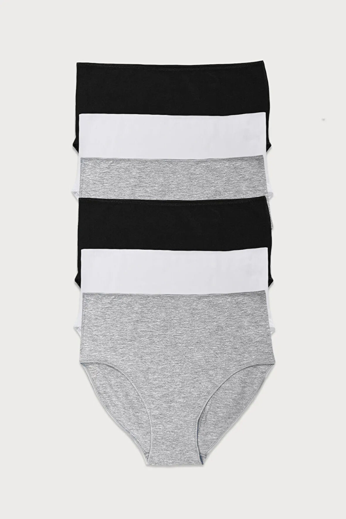 Kadın Siyah Beyaz Gri 6 Lı Paket Modal Yüksek Bel Slip Külot 1955