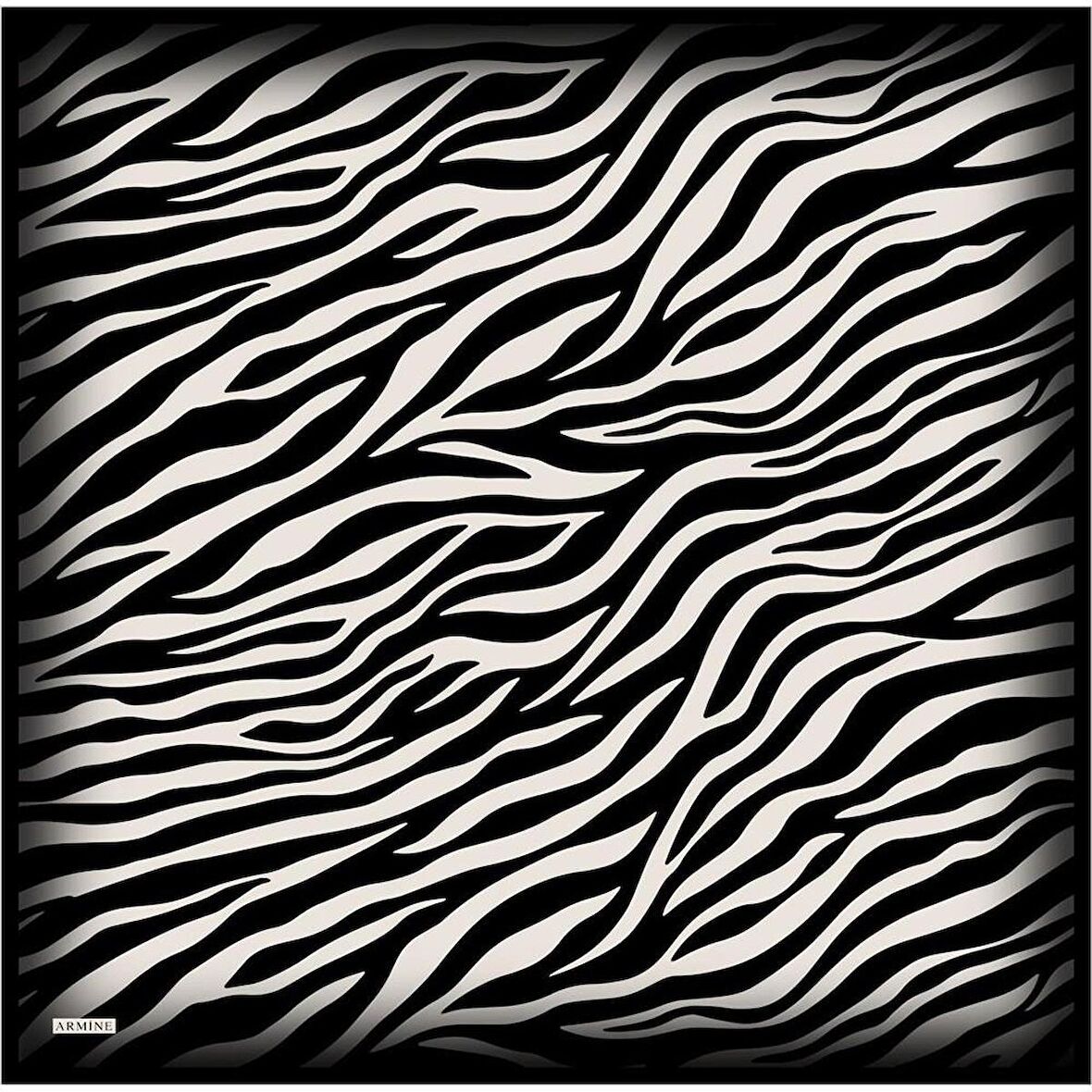 Armine Nostalji Siyah-Beyaz Zebra Desen Sura İpek Eşarp 8274-01