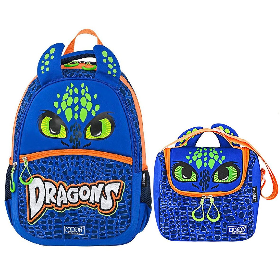 Muggle 3 Bölmeli Dragons Okul Sırt Çantası+Beslenme Çantası