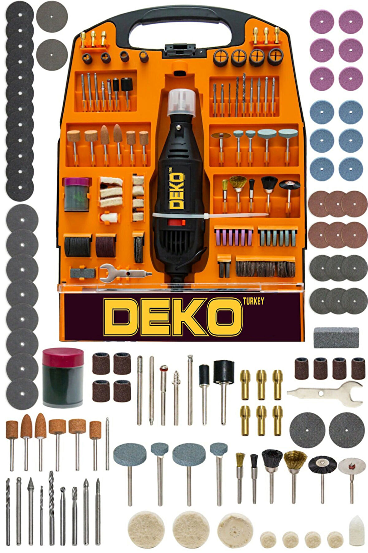 Dekoturkey 400watt Devir Ayarli 300parça Hobi Gravür Seti El Motoru Mini Taşlama Seti Dkt-300pc