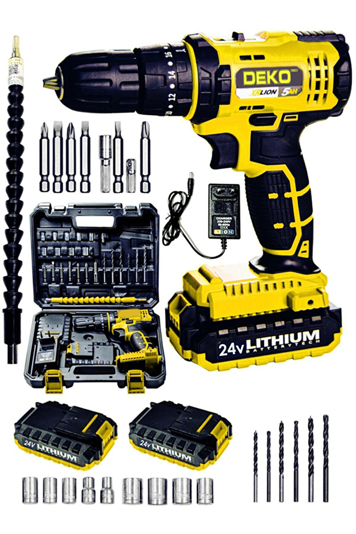 Ecd-dkt-1069 24v Çift Akülü Şarjlı Vidalama Darbeli Matkap Çantalı Set + 24parça Usta Seti