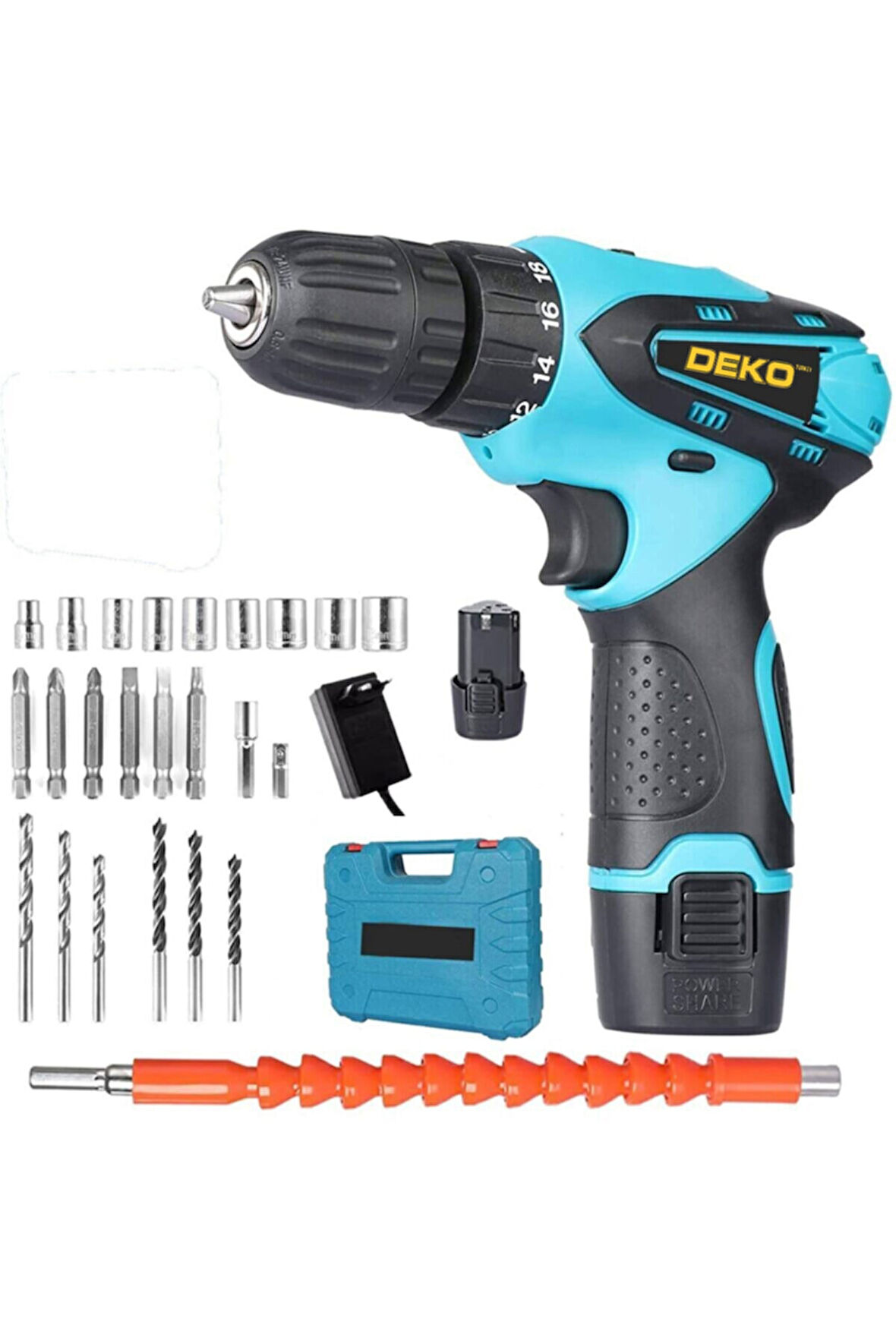 24 V 4 Ah Metal Dişli Şanzıman Çift Akülü Şarjlı Vidalama Matkap Full Setli 24 Parça Set