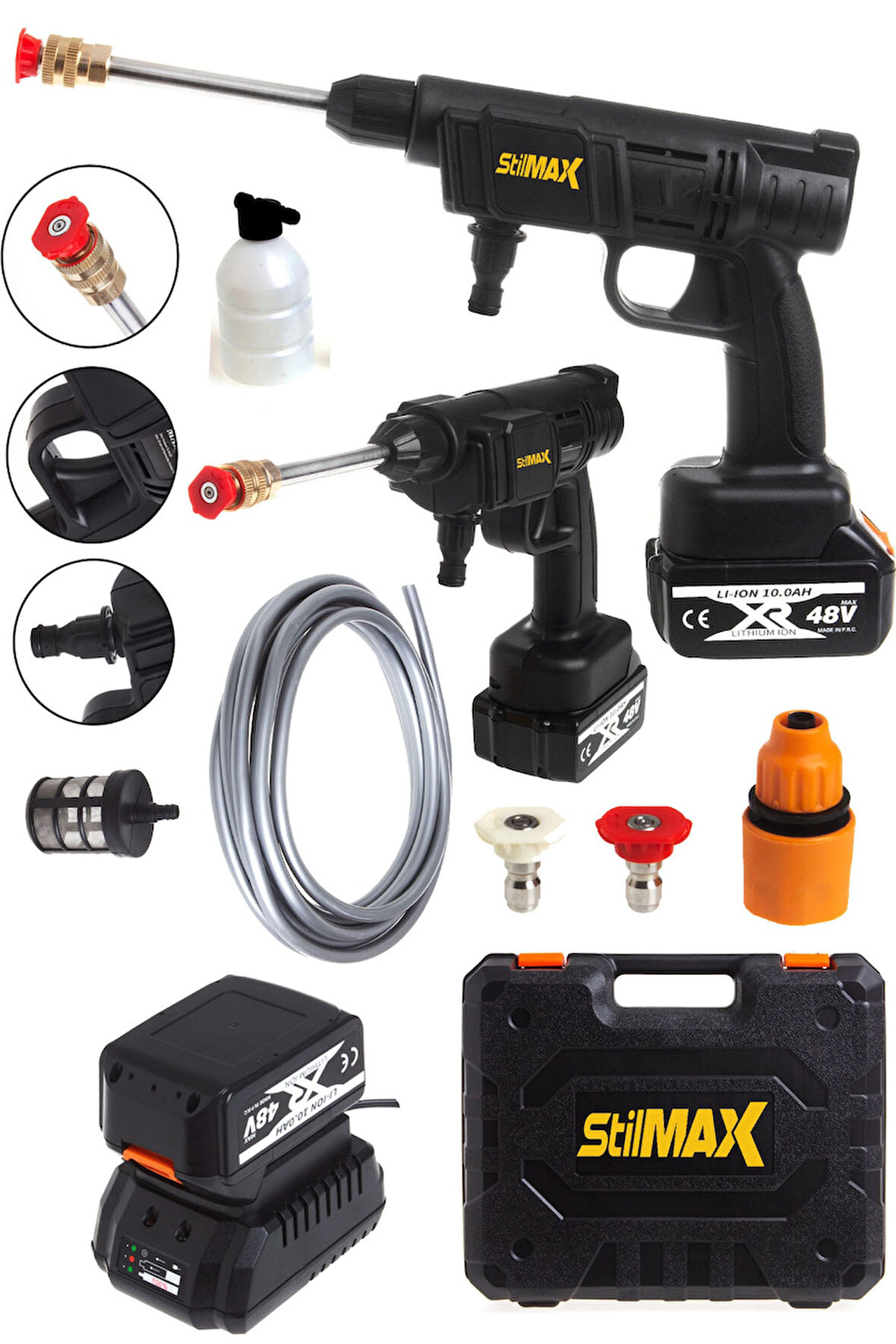 Stm48cw Brushless Motor Yüksek Basınçlı Oto Yıkama Makinesi Akülü Su Tabancası 55 Bar 48v 10ah