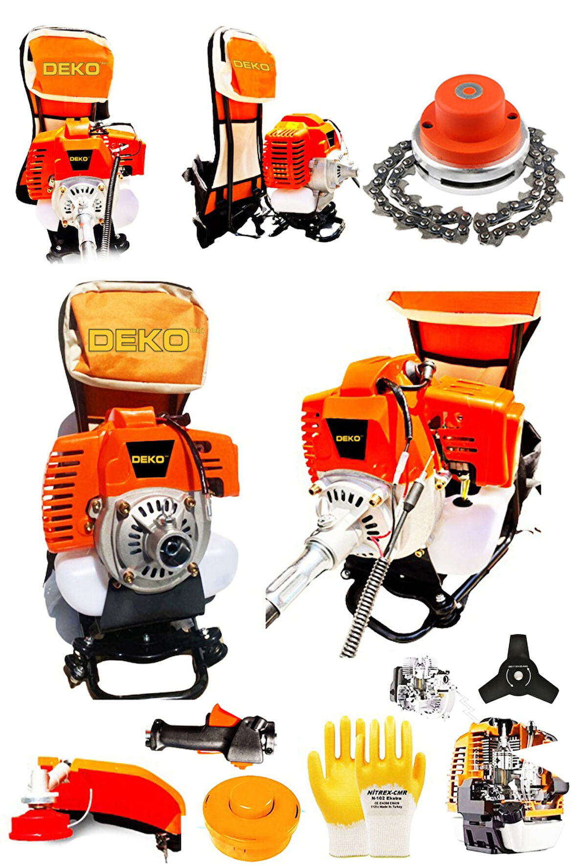 Turbo Çelik Krank 3.2 Hp 63cc Benzinli Sırt Tipi Tırpan Çayır Ot Biçme Makinesi