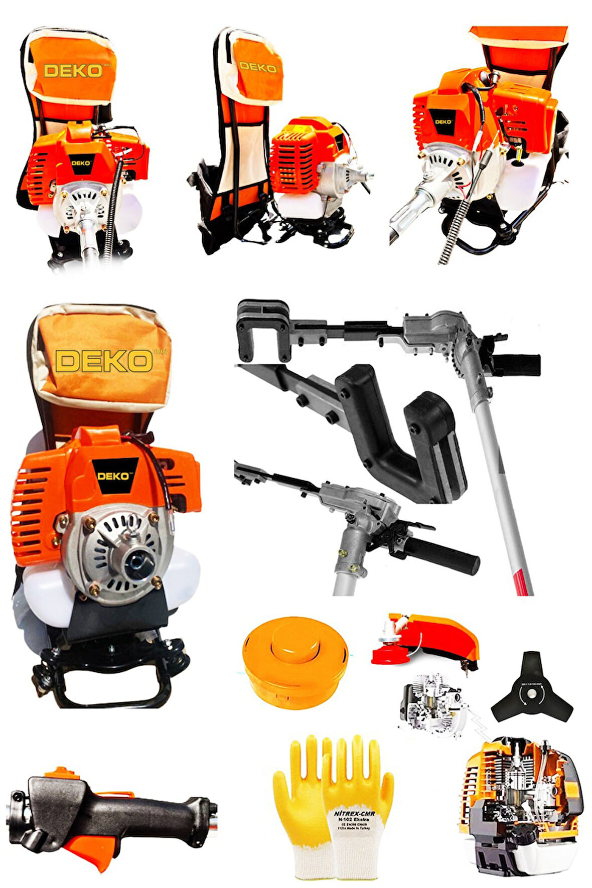 Çelik Mil 3.4 Hp 63cc Sırt Tipi Benzinli Motorlu Tırpan Çayır Ot Biçme Makinesi + Zeytin Silkeleme