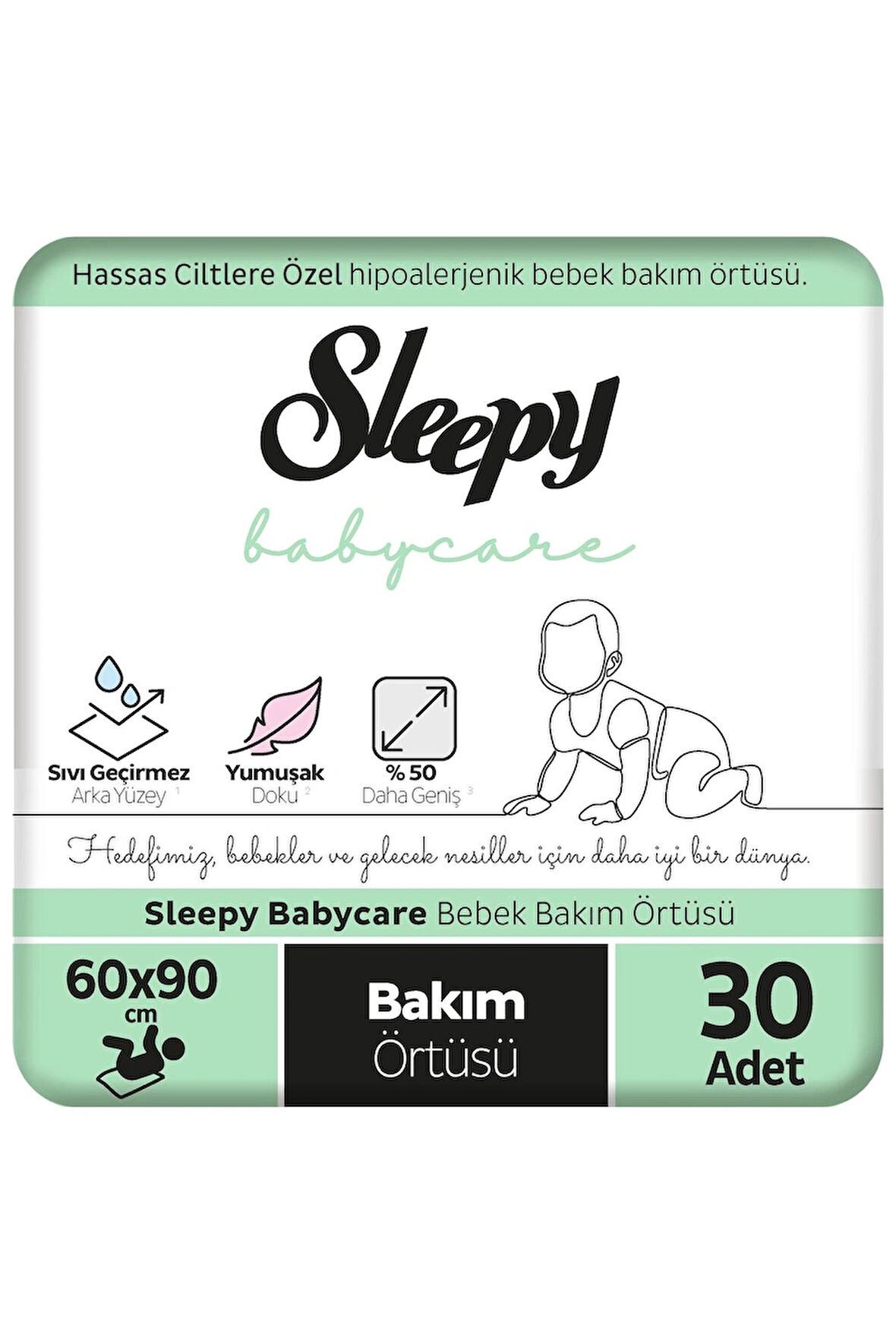 Sleepy Babycare Bebek Bakım Örtüsü 60x90 cm 3x10 30 Adet