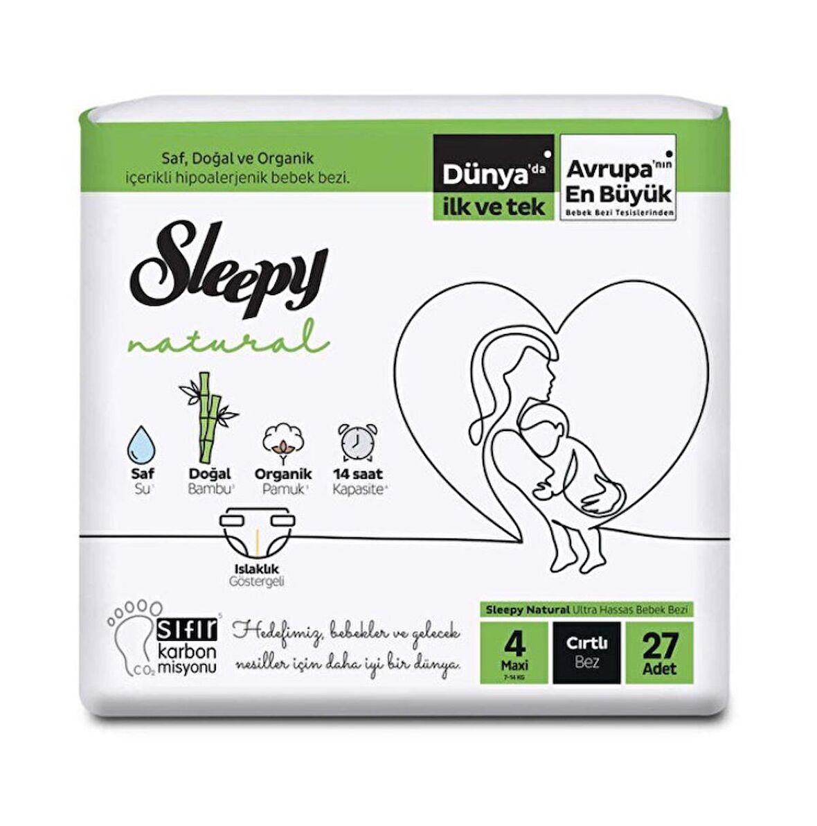 Sleepy Natural 4 Numara Maxi 27'li Cırtlı Bez