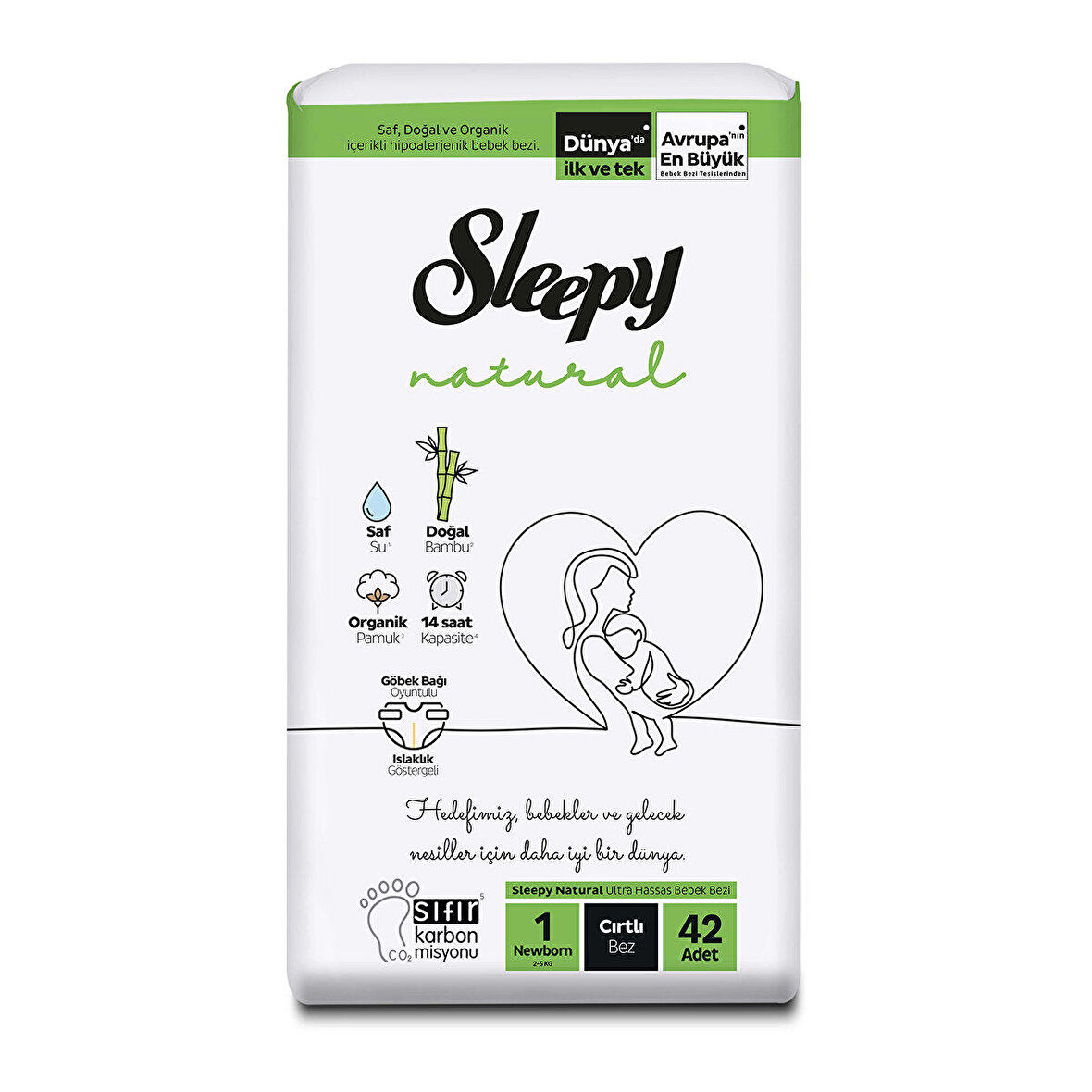 Sleepy Natural 1 Numara Yenidoğan 42'li Cırtlı Bez