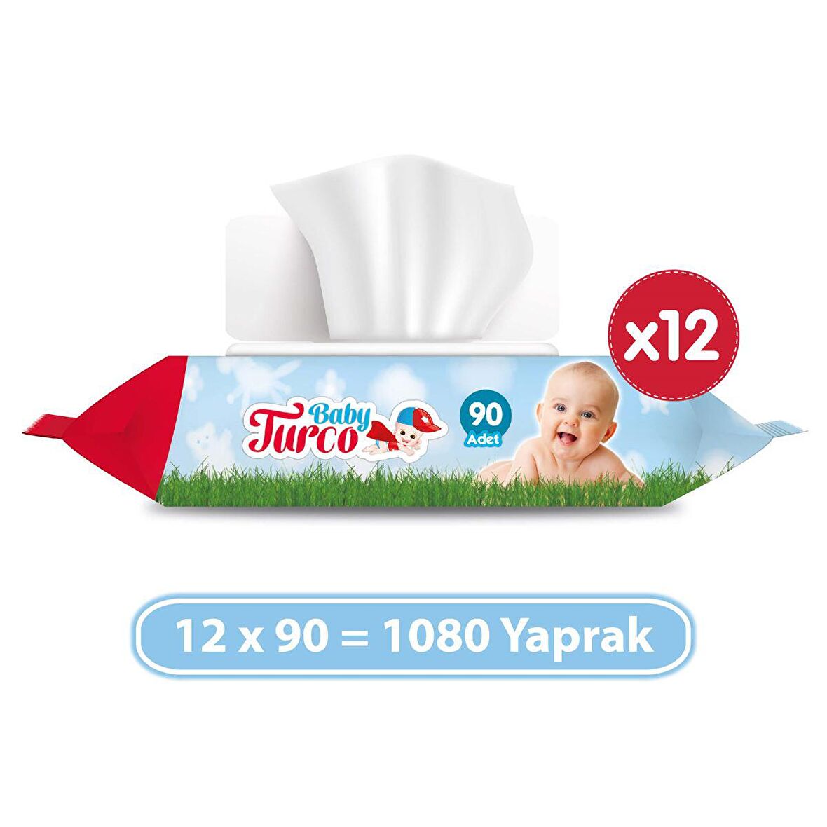 Baby Turco Alkolsüz 12 x 90 Yaprak 12 Paket Islak Mendil