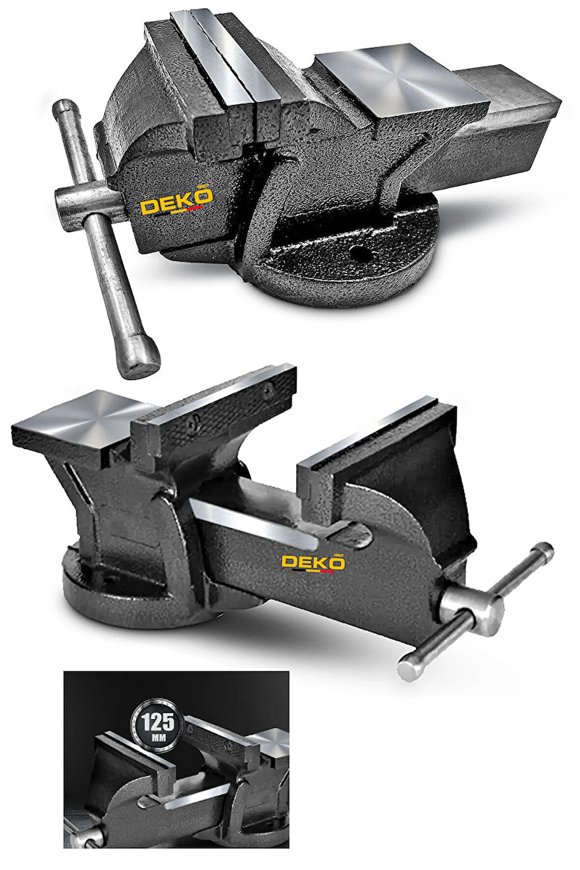 Yerli Üretim 125mm 5" Sabit Tabanlı Özel Alaşım Paslanmaz Çelik Sabit Tezgah Masa Mengenesi Örslü