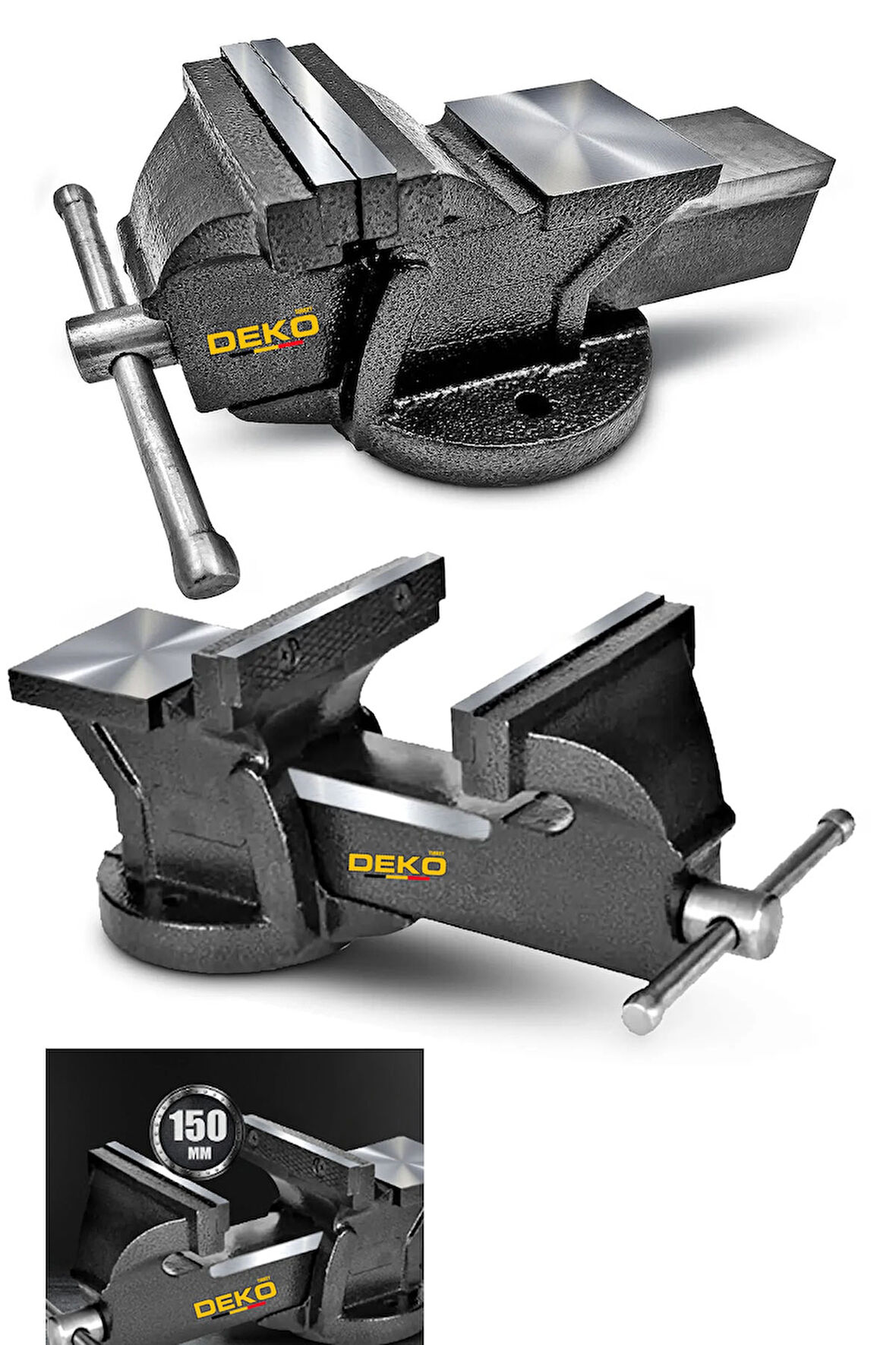 Yerli Üretim 150mm 6" Sabit Tabanlı Özel Alaşım Paslanmaz Çelik Sabit Tezgah Masa Mengenesi Örslü