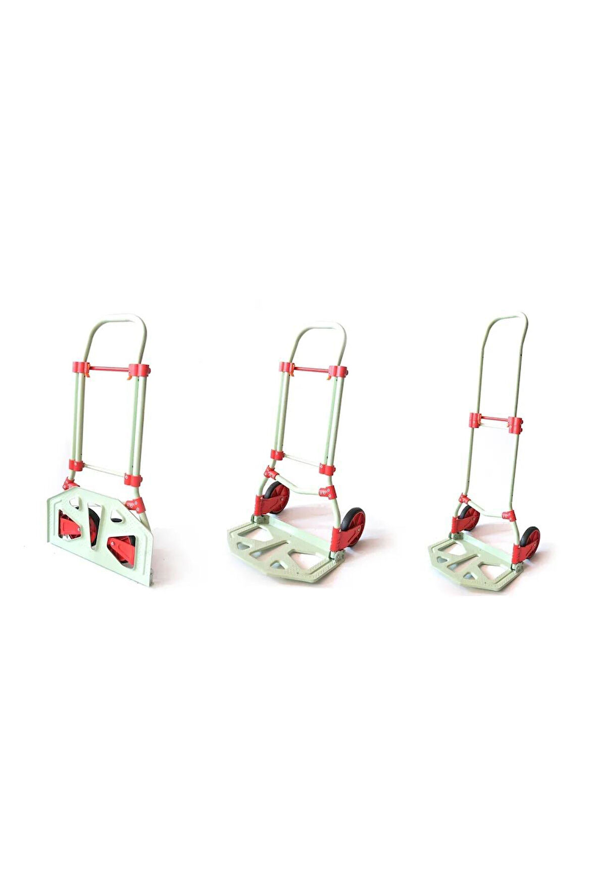 Balatlı Katlanabilir Portatif Paket ve Koli Taşıma Arabası 90 Kg. Kapasiteli Yeşil FT90