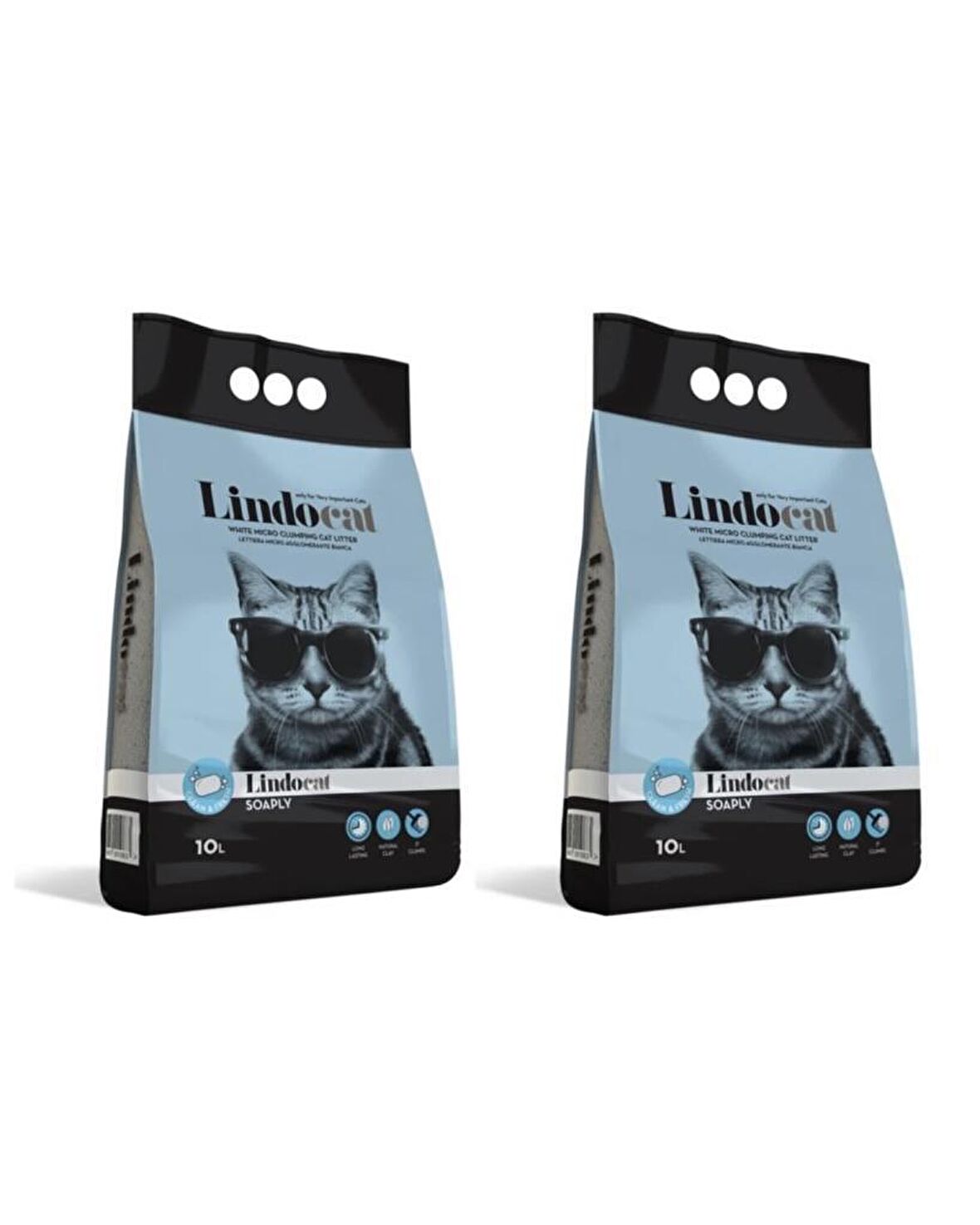 LindoCat İnce Sabun Kokulu Topak Bentonit Kedi Kumu 10 Lt 2 adet