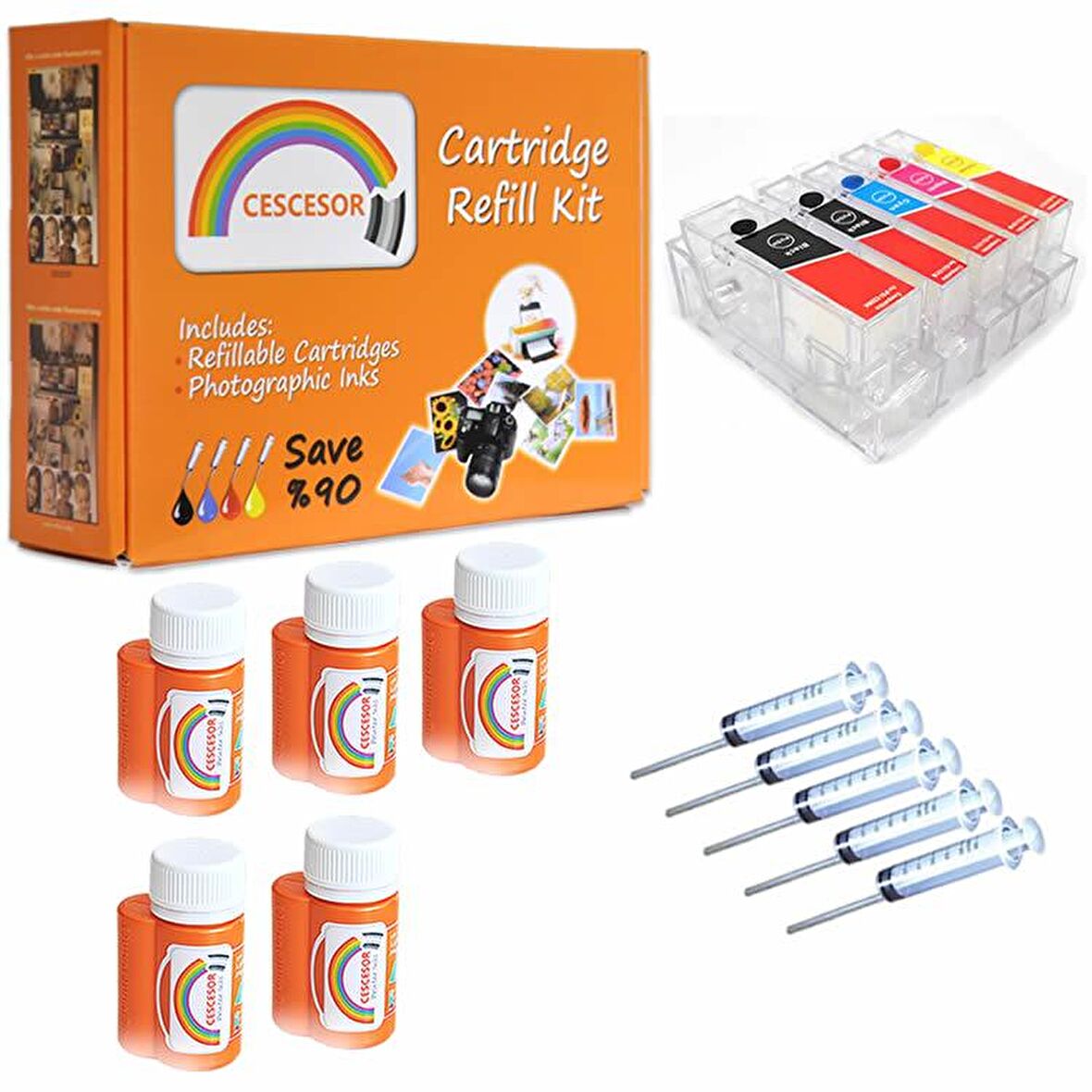 Canon PGI-525 CLI-526 Uyumlu Kartuş Dolum Seti - 5 Renk