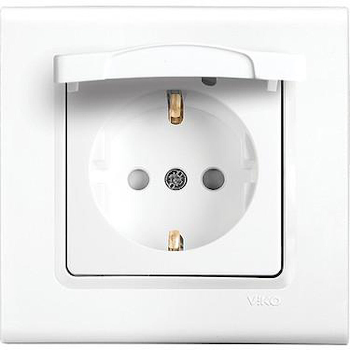 VİKO LİNNERA KAPAKLI TOPRAKLI PRİZ Ç.K. BEYAZ ÇERÇEVELİ