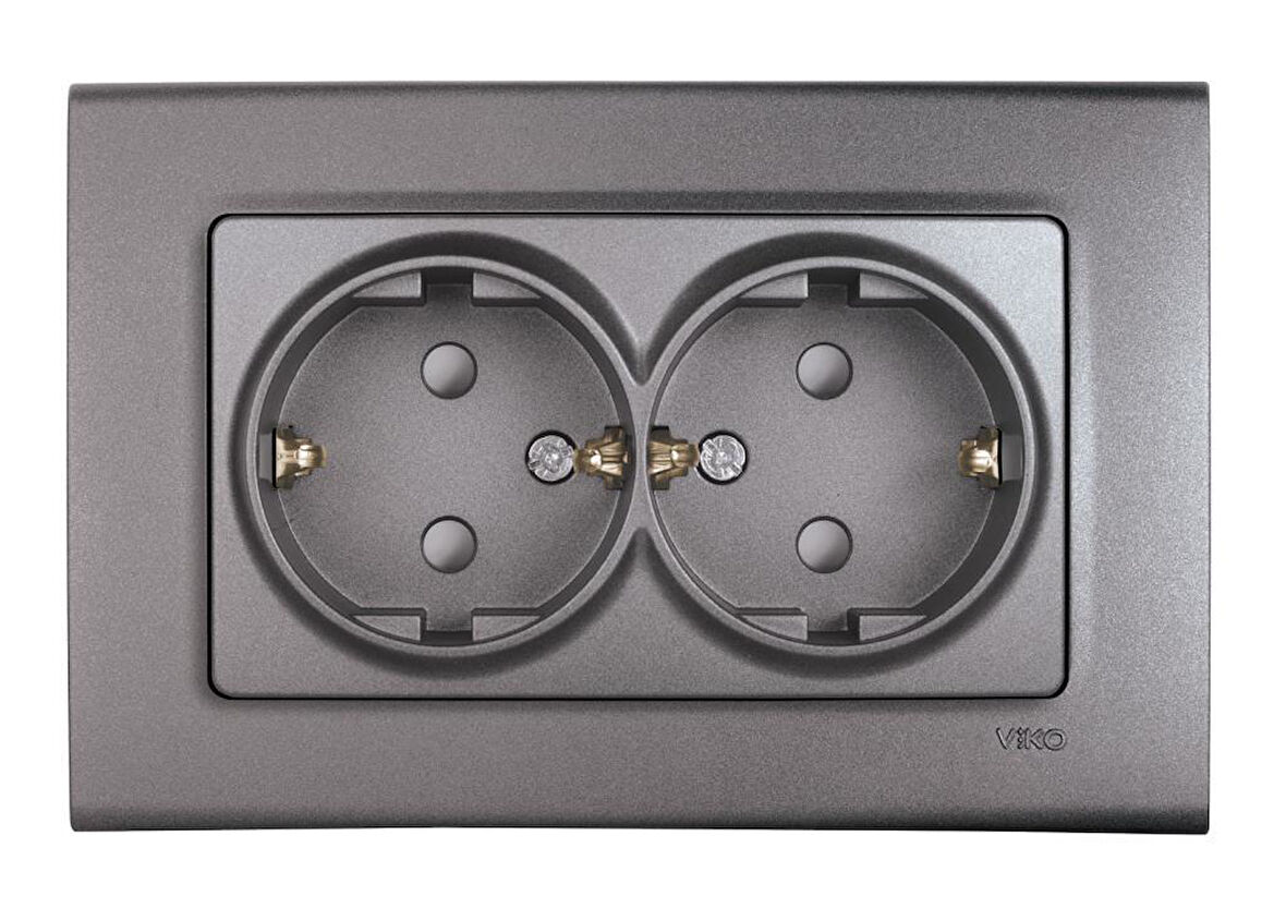 LİNNERA LİFE GRANİT GRİSİ İKİLİ TOPRAKLI PRİZ Ç.K. ÇERÇEVELİ