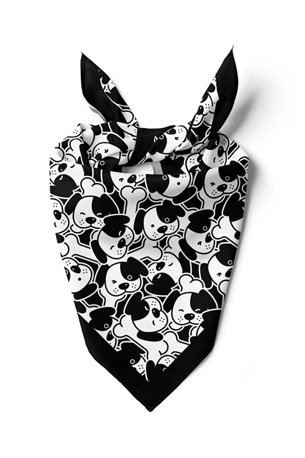 A14 Siyah Beyaz Köpek Bandanası Premium Özel Üretim 55X55 DG2063