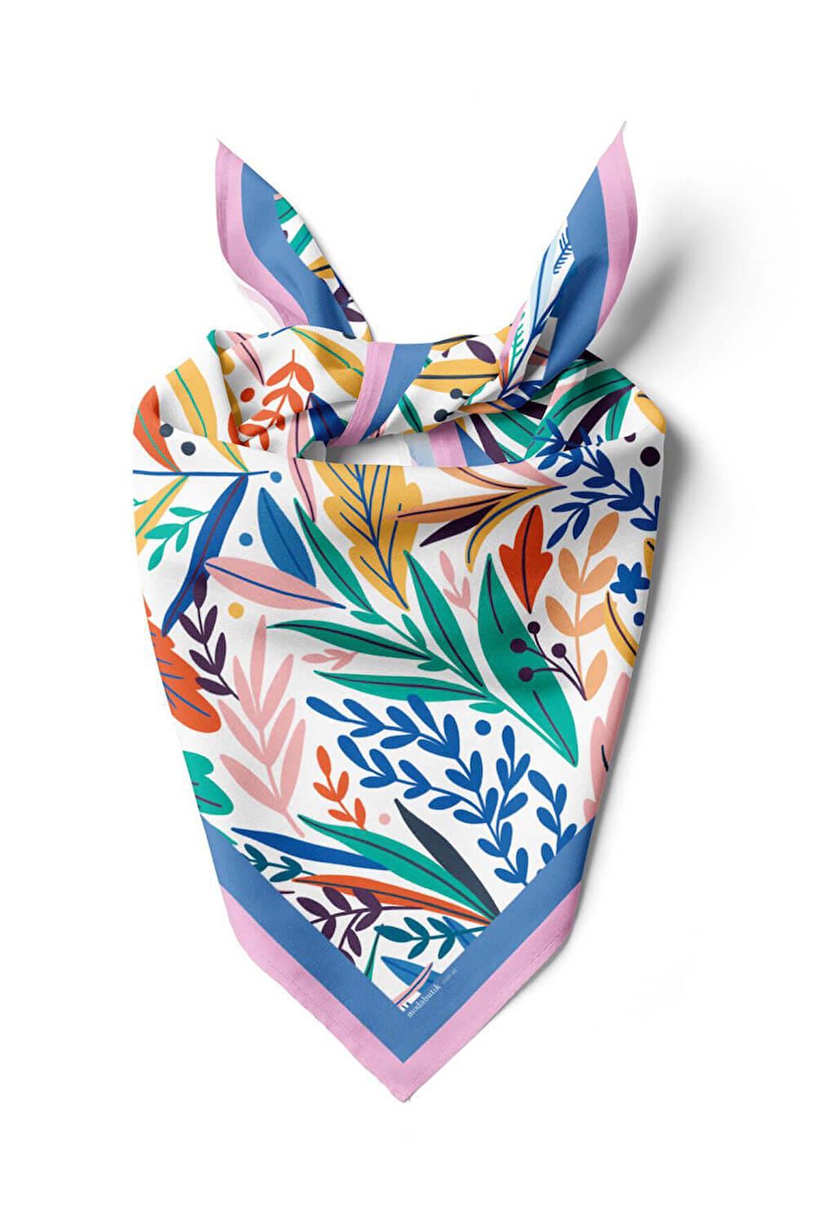 A15 Kadın Garden Desenli Bandana 50x50 Sarı Yeşil DG0165-22 Snz