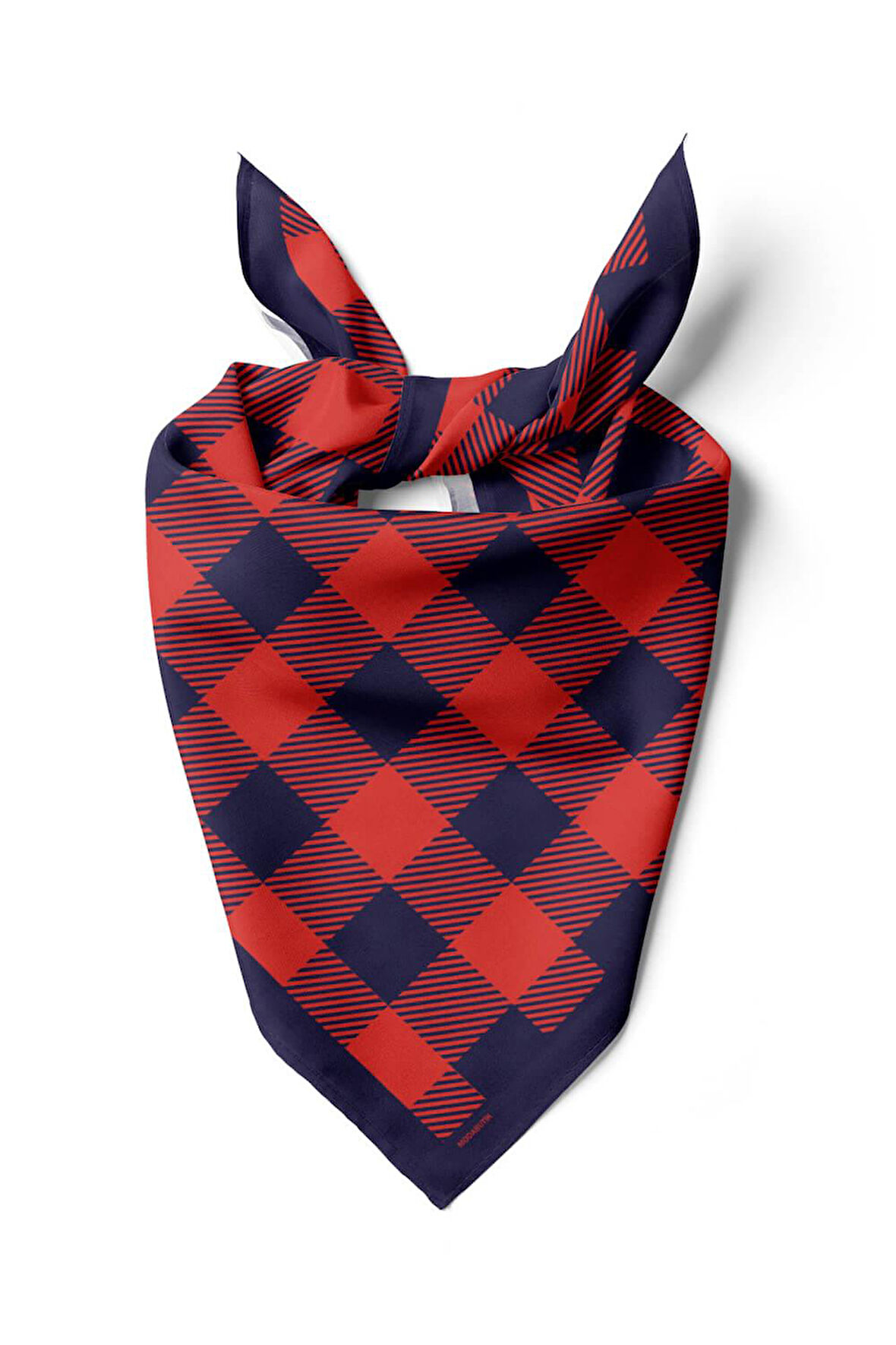 D95 Kadın Ekose Desenli Bandana 50x50 DG0172-22