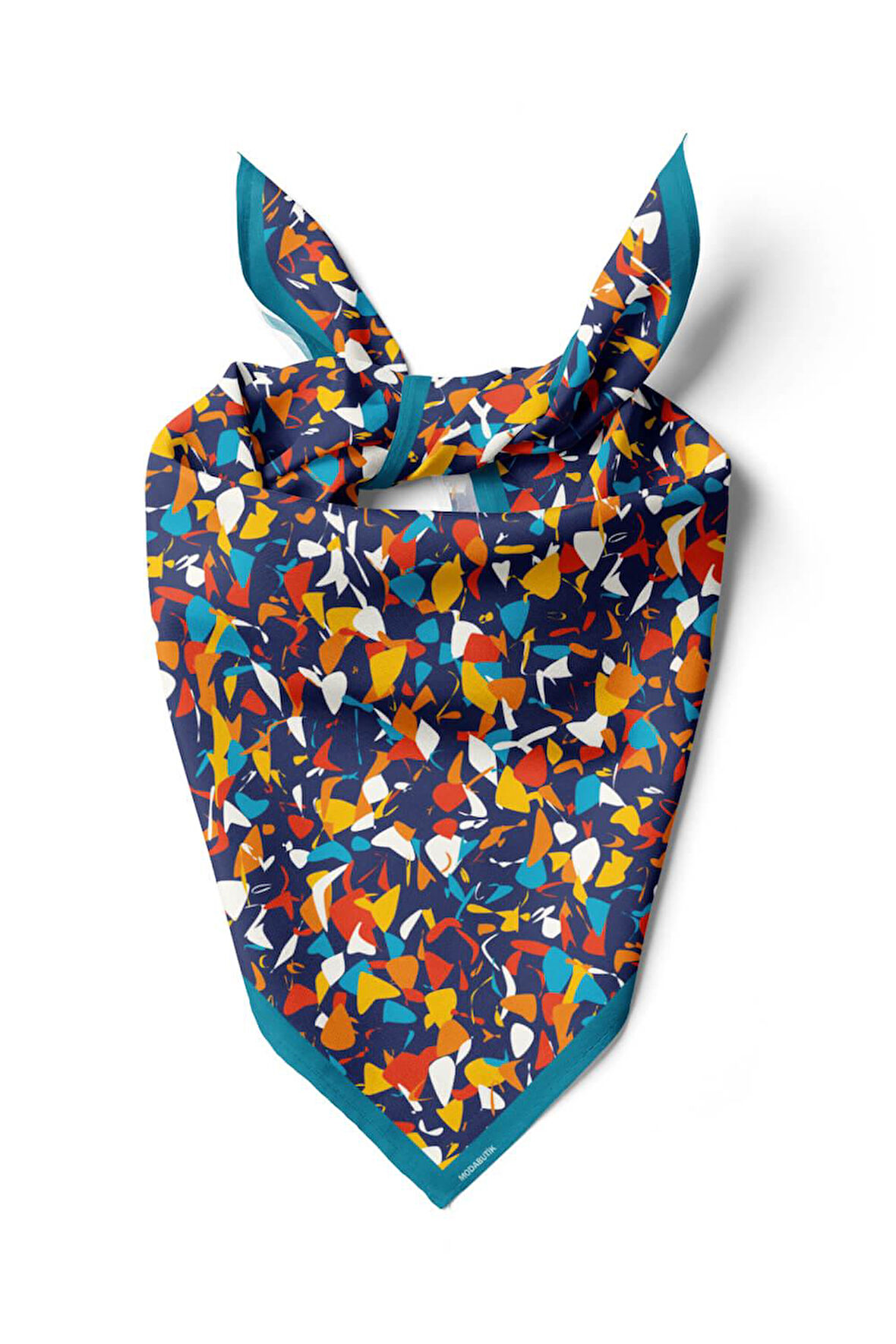 D100 Kadın Mix Desenli Bandana 50x50 Lacivert DG0179-22