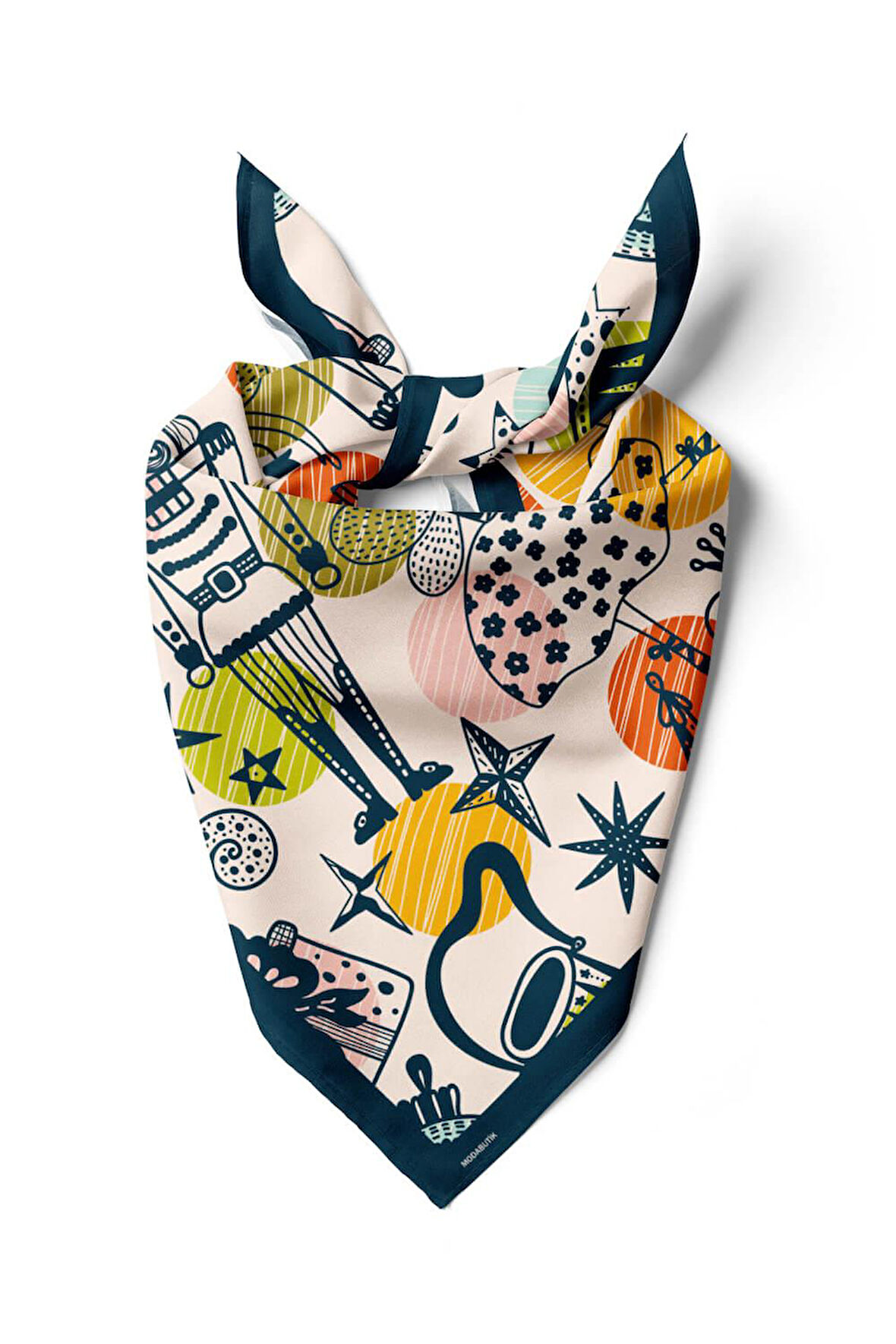 Kadın Comics Desenli Bandana 50x50 Pudra DG0187-22