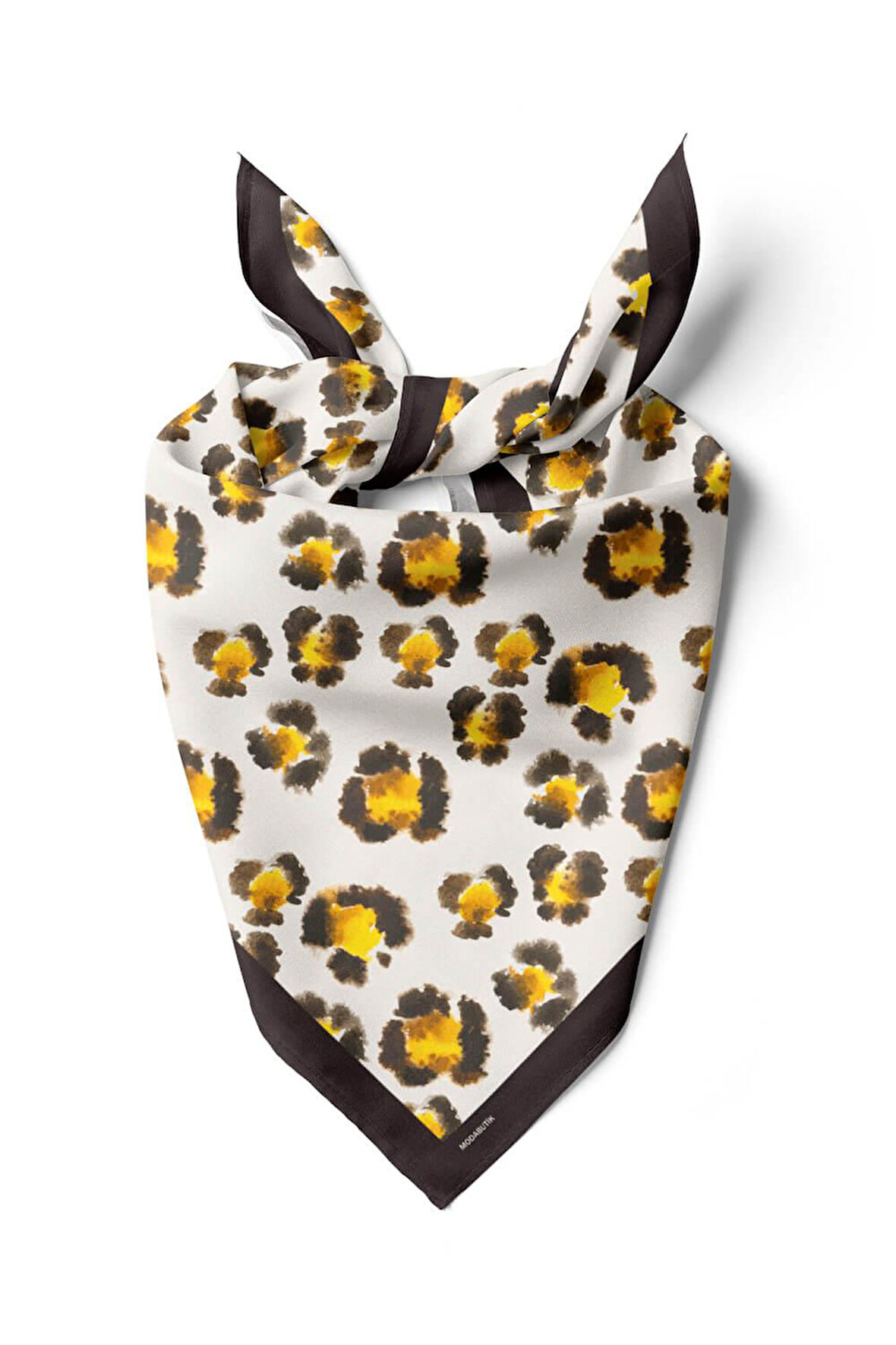 D49 Kadın Egzotik Desenli Bandana 50x50 Sarı DG0287-22