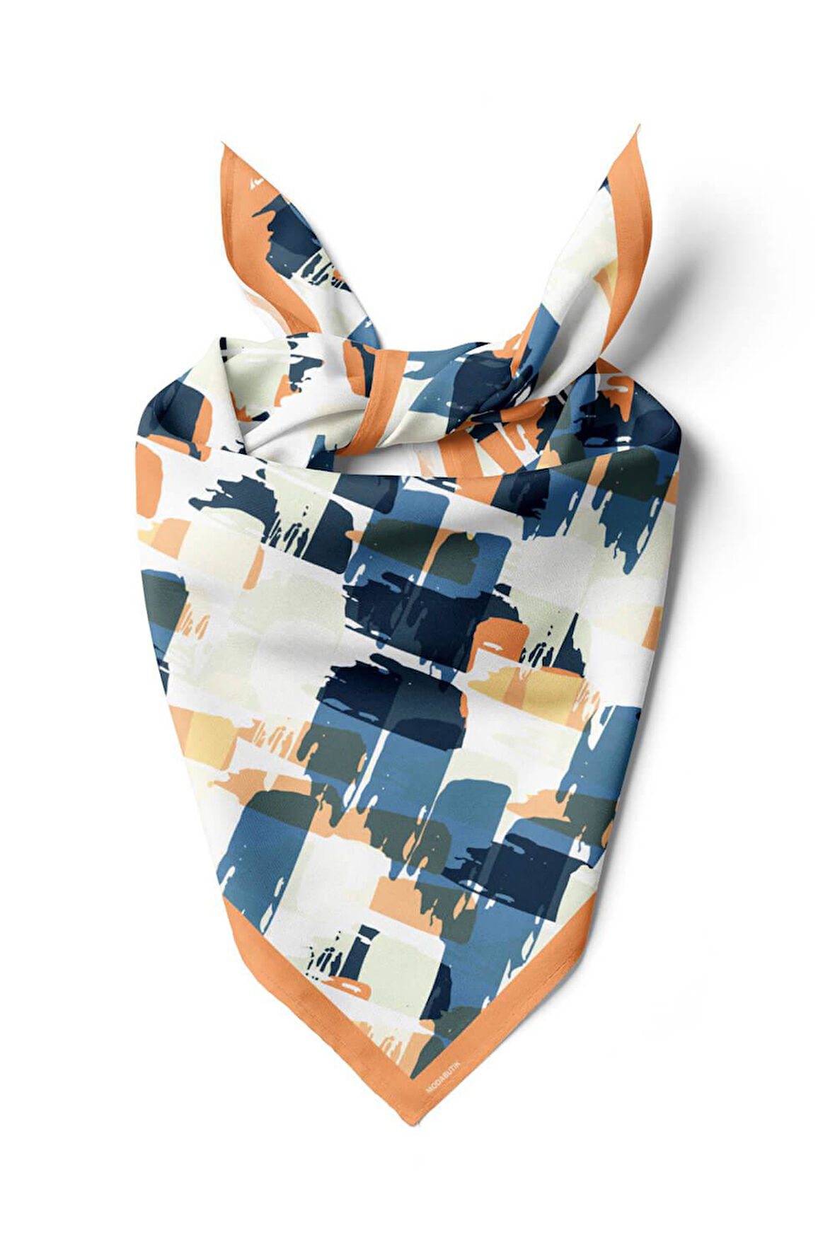 Y23 Kadın Sulu Boya Desenli Bandana 50x50 DG0398-22