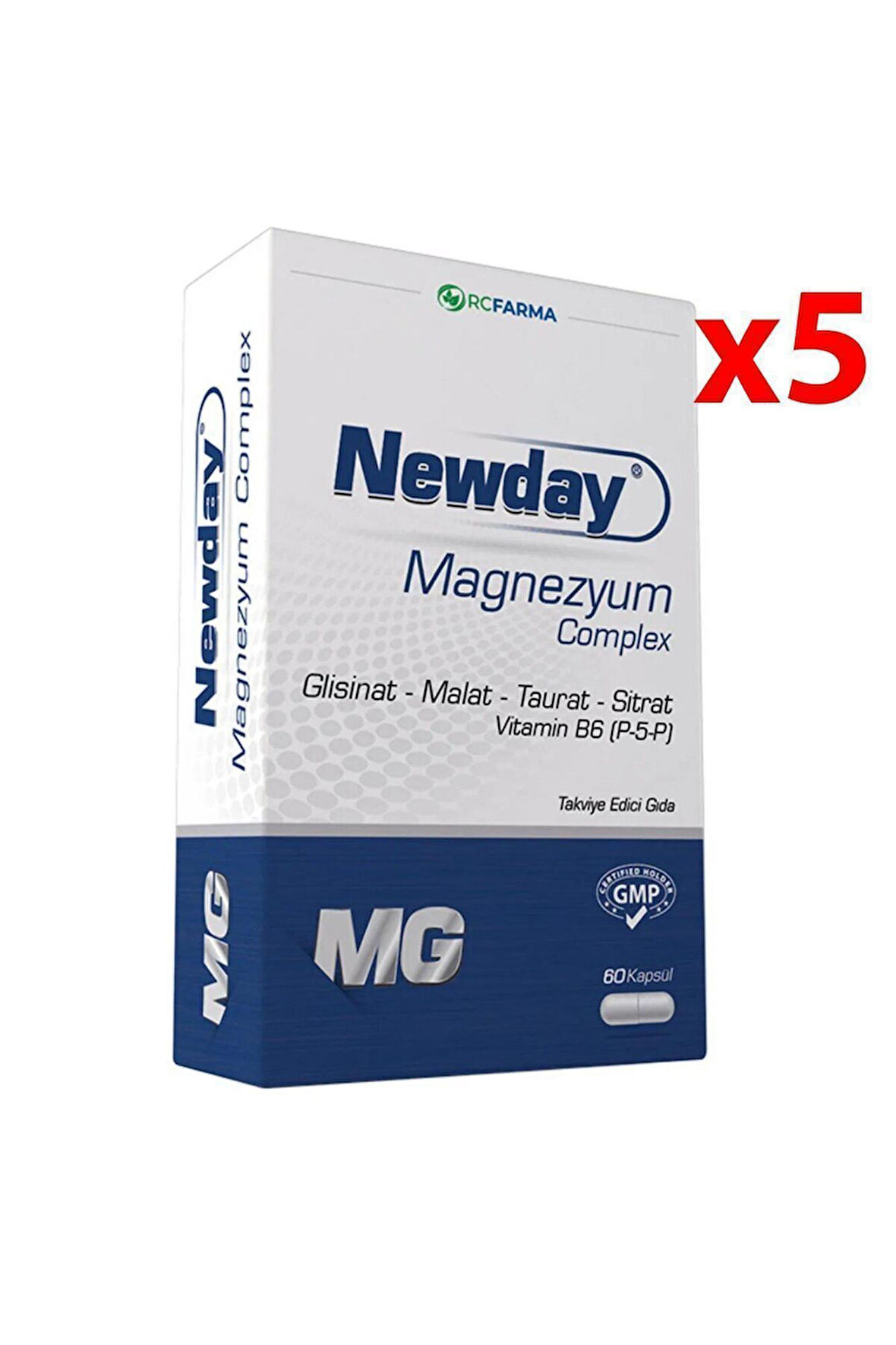 Newday Magnezyum Complex Vitamin B6, 60 Kapsül 5 Adet