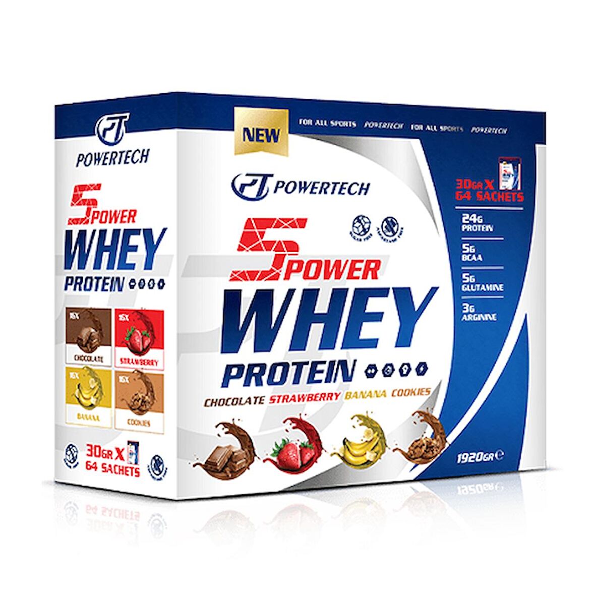 POWERTECH 5 POWER WHEY 30 GR*72 SACHETS 2160 GR MIX