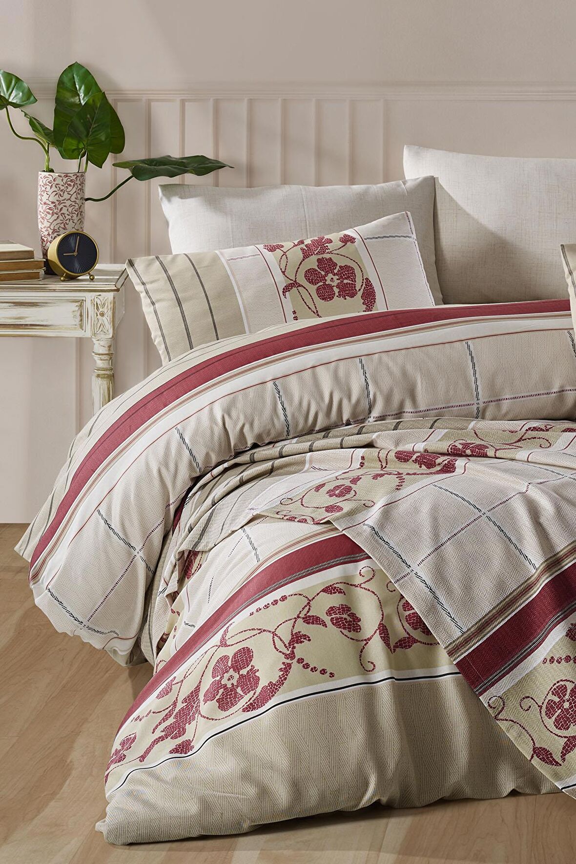 Cotton Life Tek Kişilik Nevresim Takımı - Firuze Bej