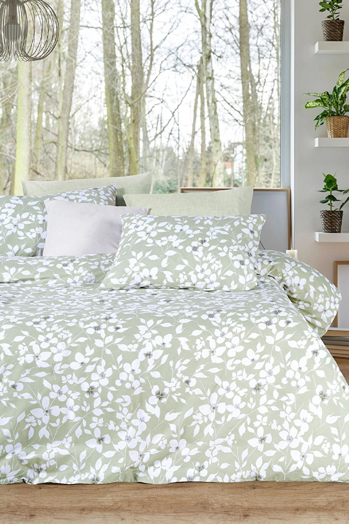 Ranforce Tek Kişilik Nevresim Takımı Flowery Yeşil
