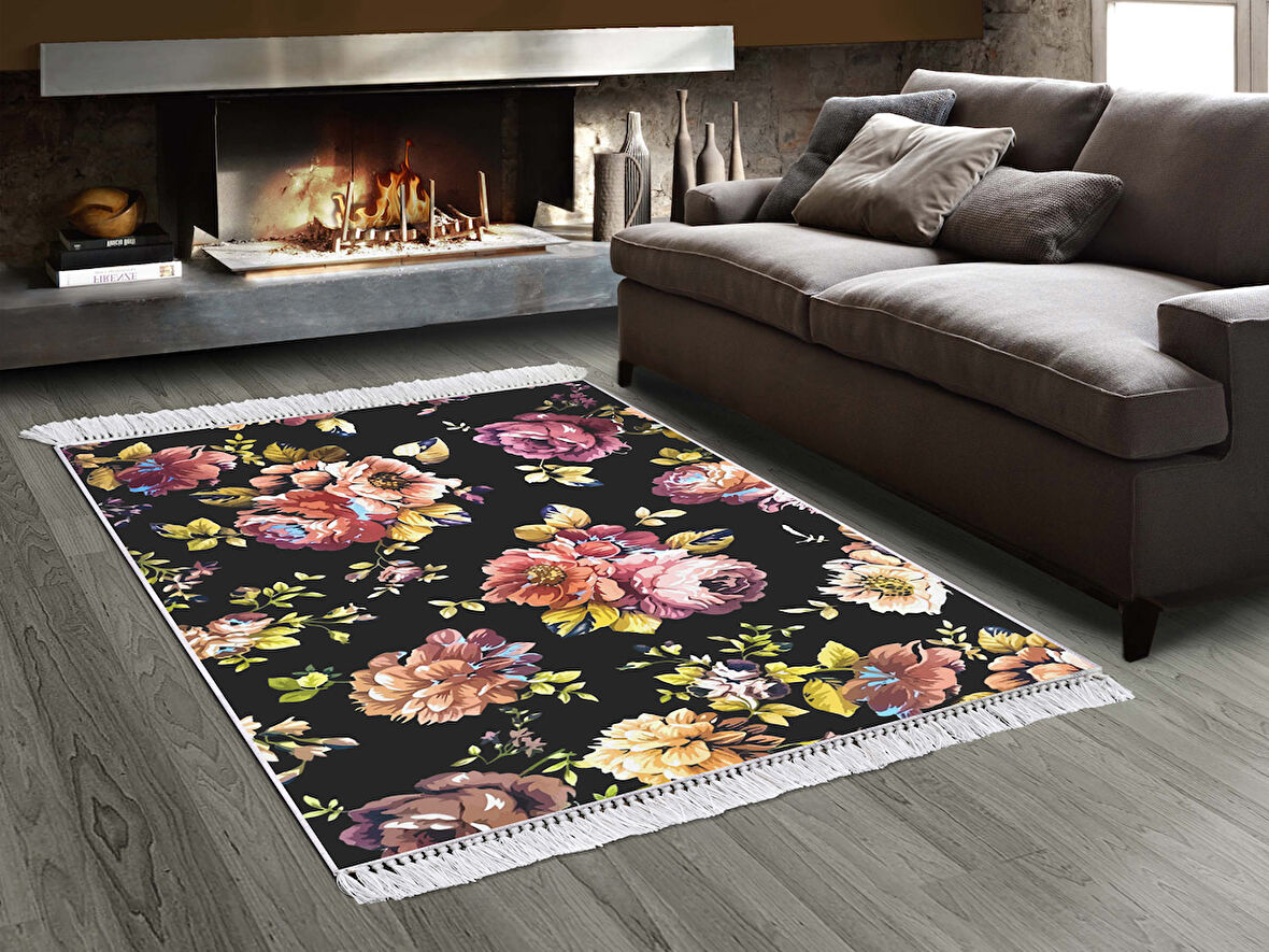 Dekoreko İpek Halı Dijital Saçaklı 1918 Desen 1