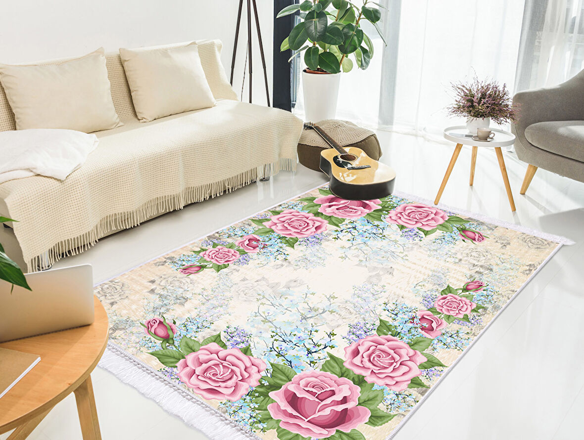 Dekoreko İpek Halı Dijital Saçaklı 1809 Desen 1