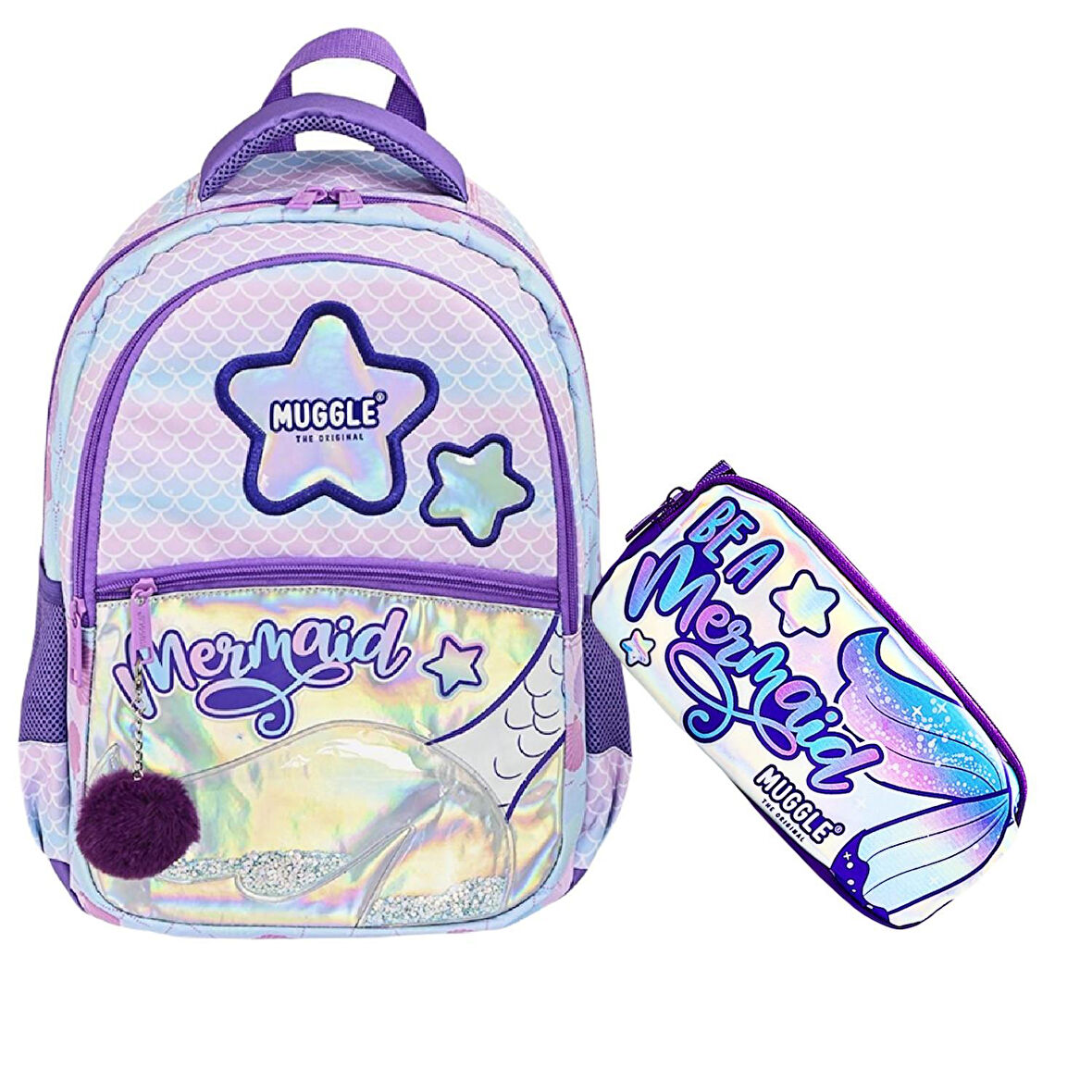 Muggle 3 Bölmeli Mermaid Okul Sırt Çantası + Kalemlik