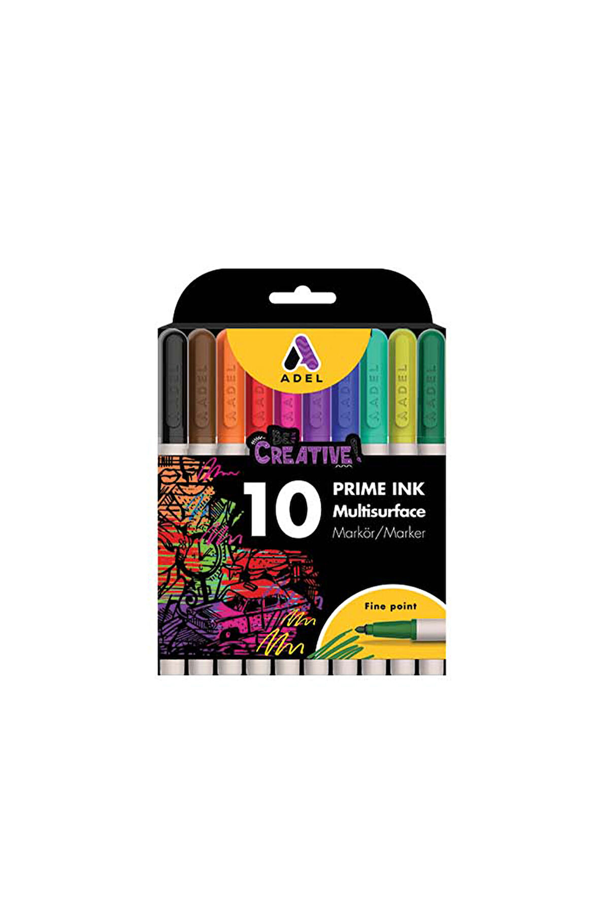Prime Ink Multisurface 10'lu Klasik, Ergonomik Gövde,Yumuşak,Kolay Yazım,1.5 mm Yuvarlak Uç