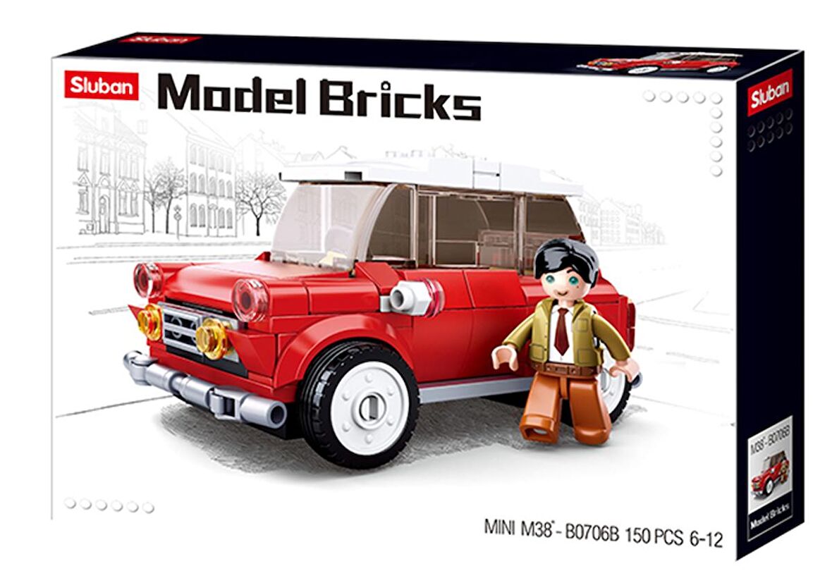 Sluban Model Bricks Kırmızı Retro Araba