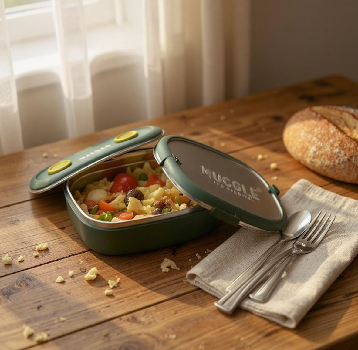 MS-06 304 Paslanmaz Çelik Geniş Tek Bölmeli Yemek Kabı 750 ml